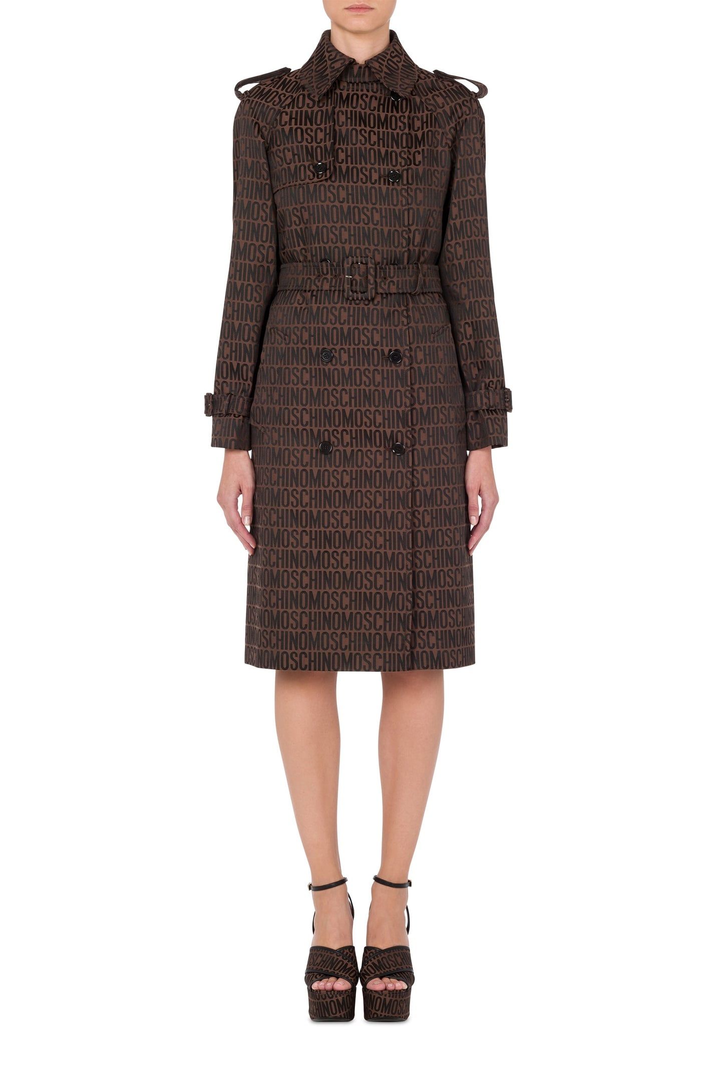 ALLOVER LOGO NYLON TRENCH COAT BROWN 1