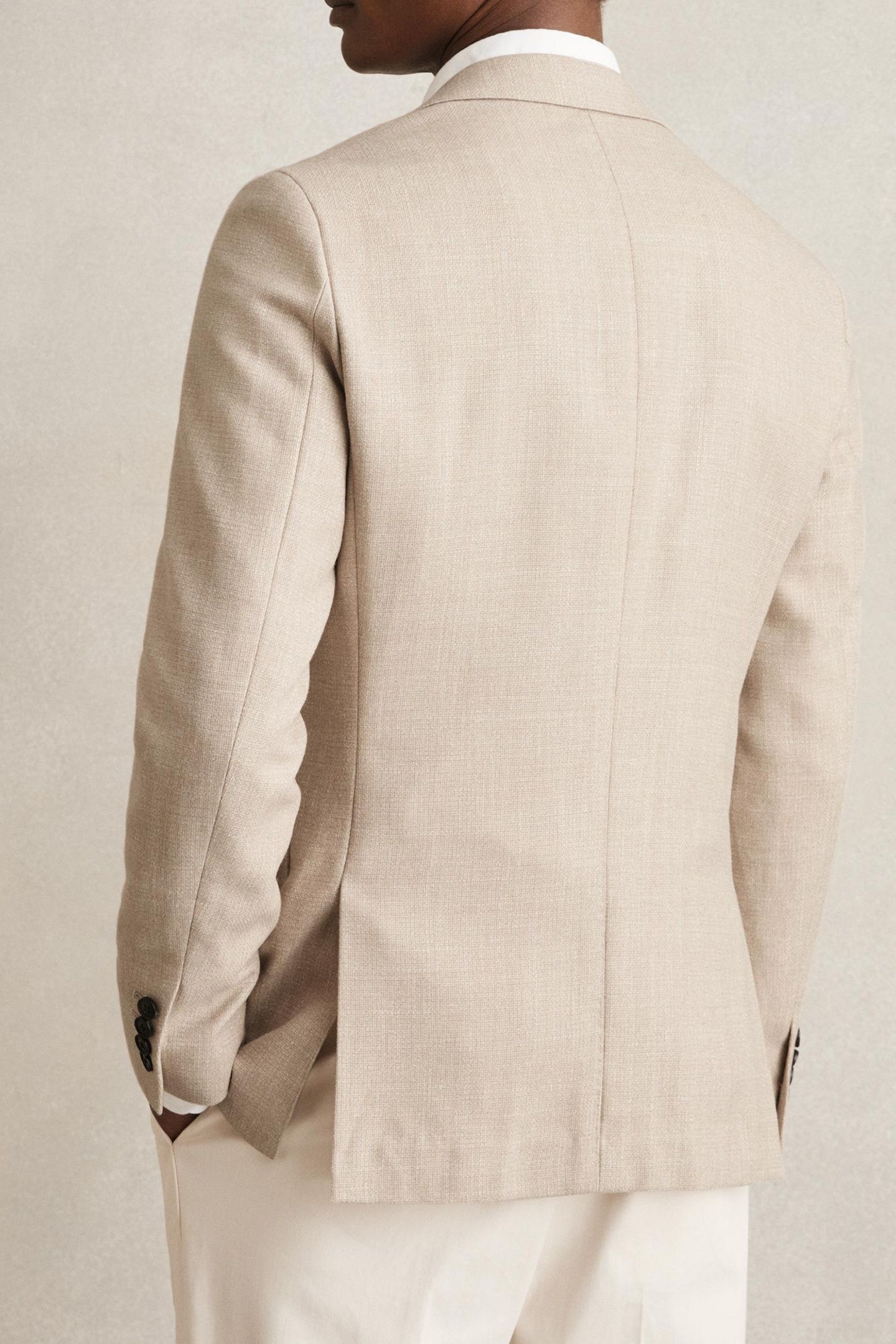 SB 2B NOTCH TEXTURED BLAZER OATMEAL 3