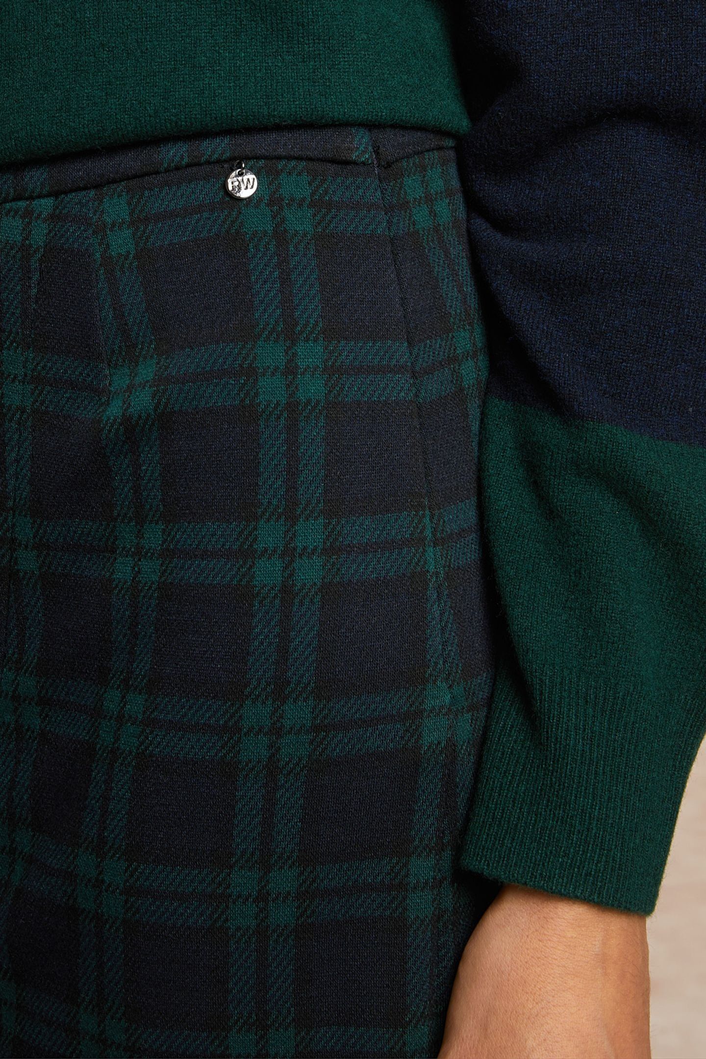 A-LINE CHECKED MIDI SKIRT FRONT SLIT KHAKI 4