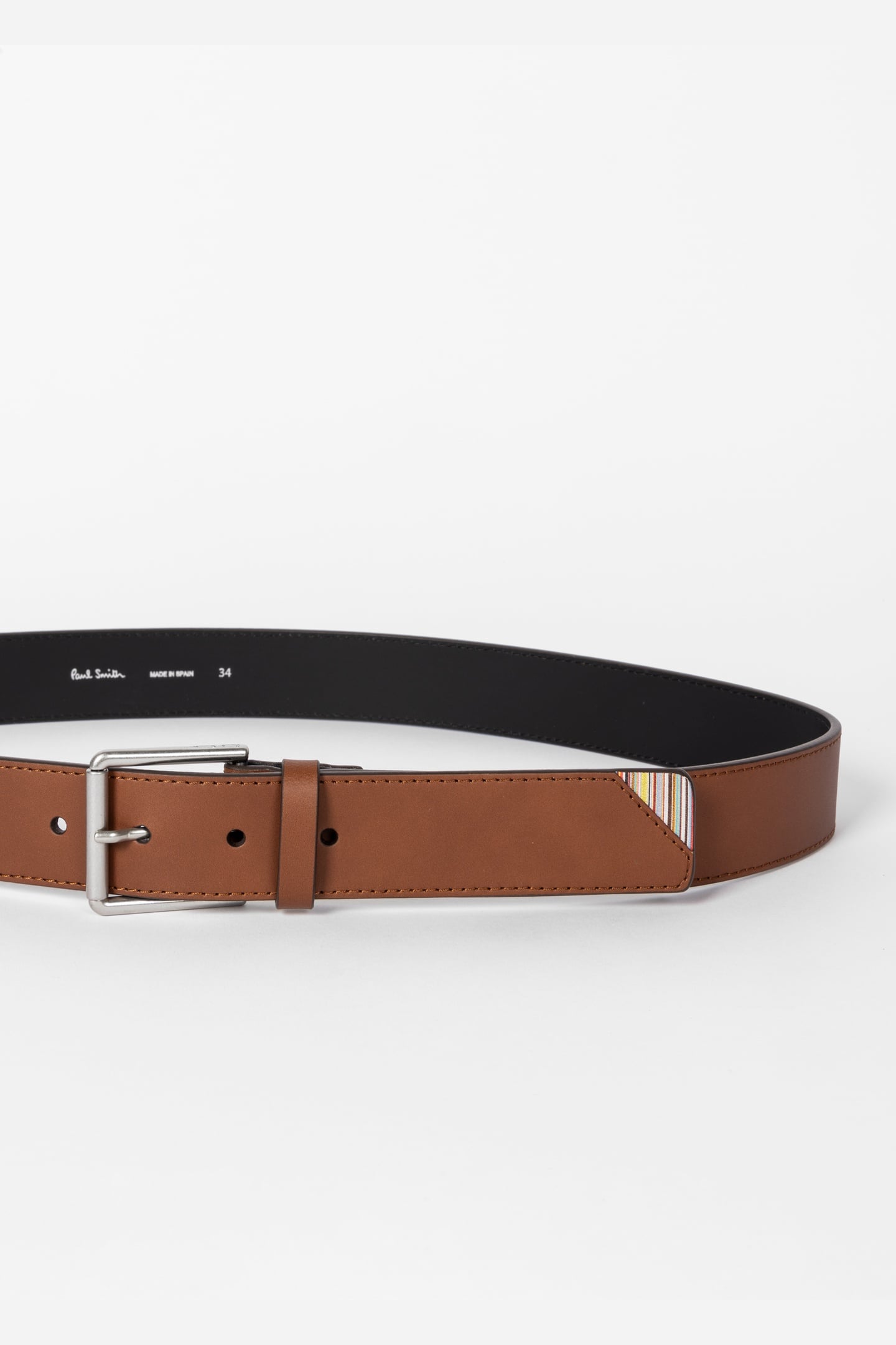 MEN BELT STRIPE CORNER BROWN 2