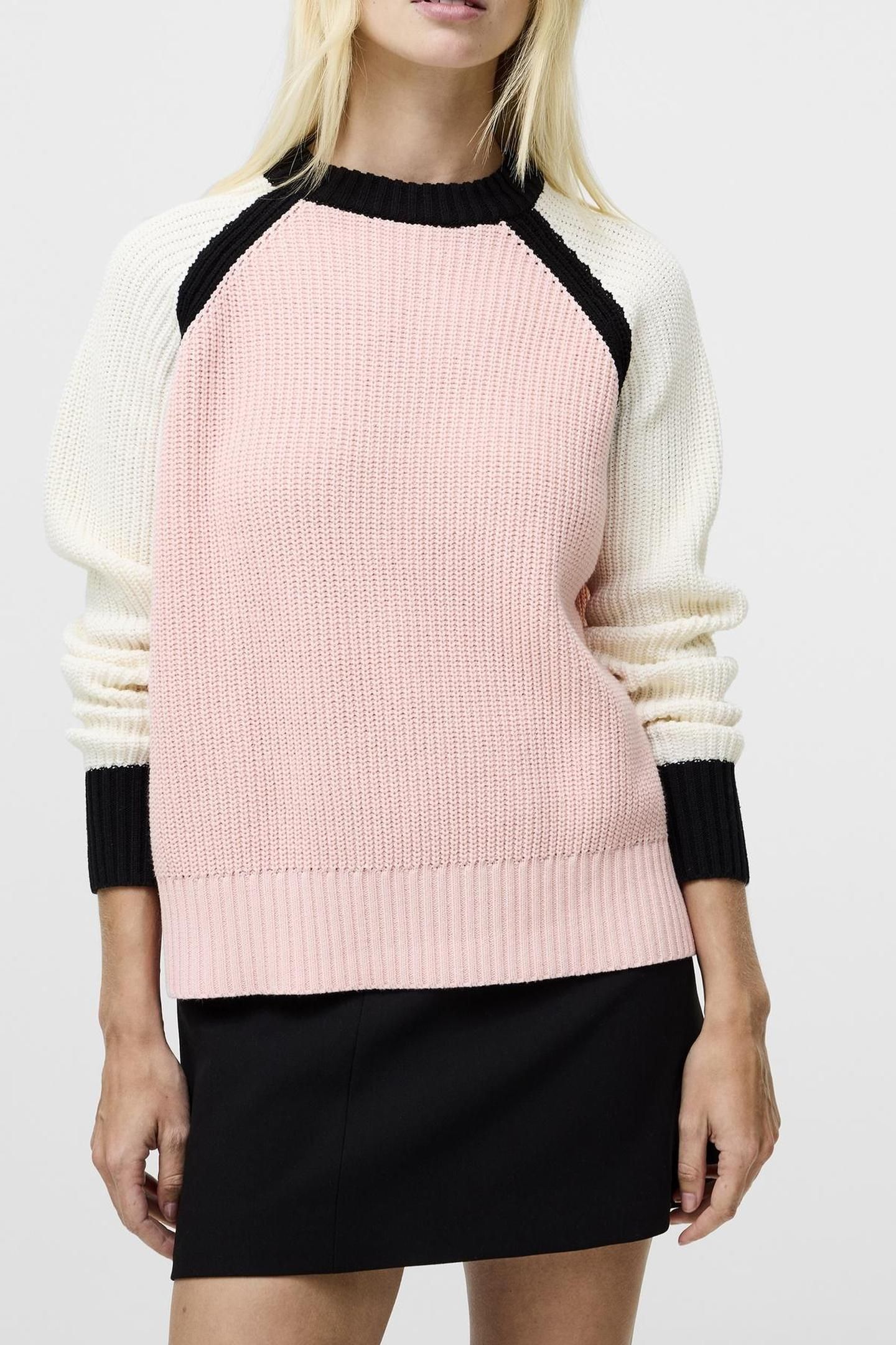 VARLI COLOUR BLOCKING JUMPER BLACK/PEACH PINK/WHI 3