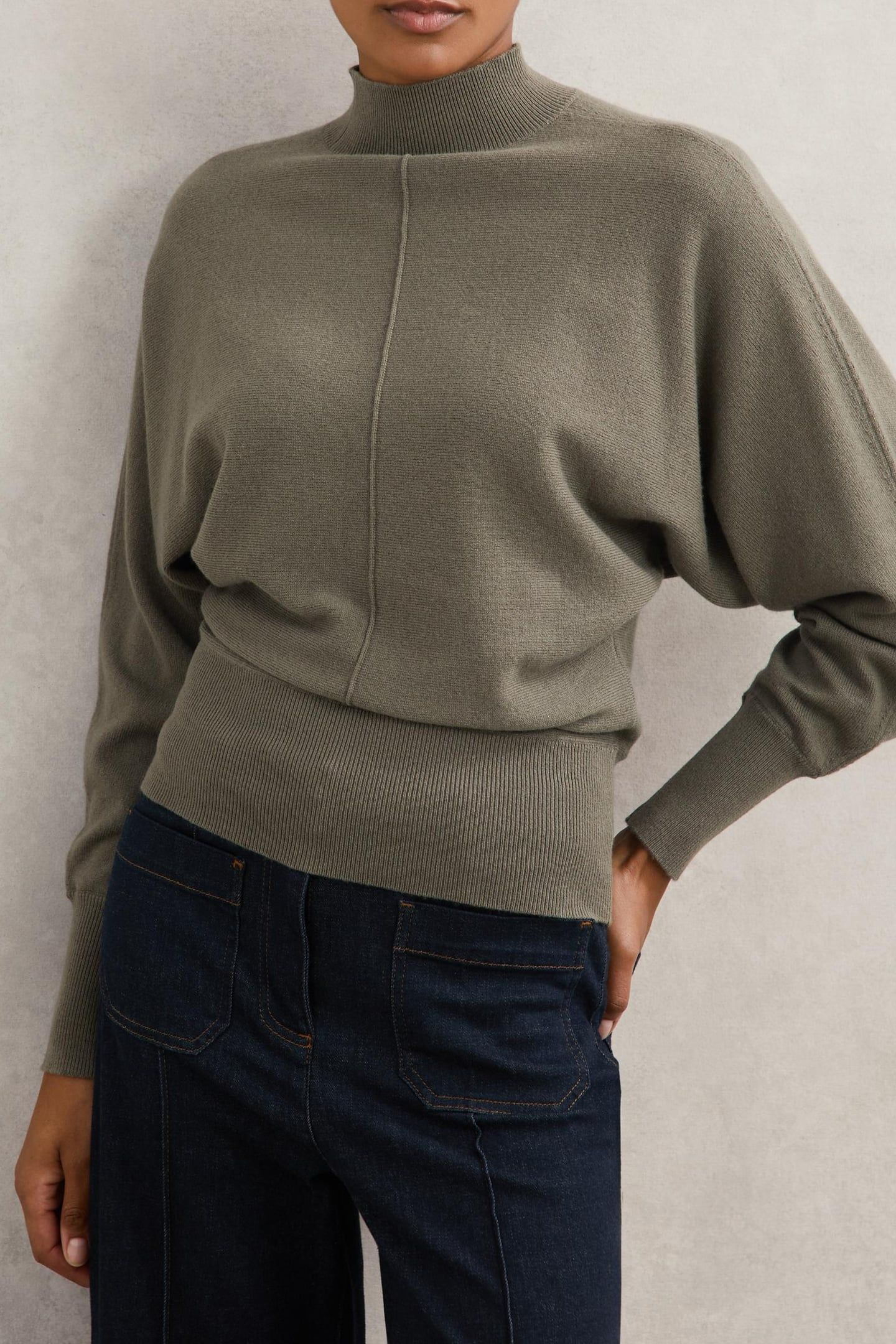 FUNNEL NECK JUMPER SAGE GREEN 1