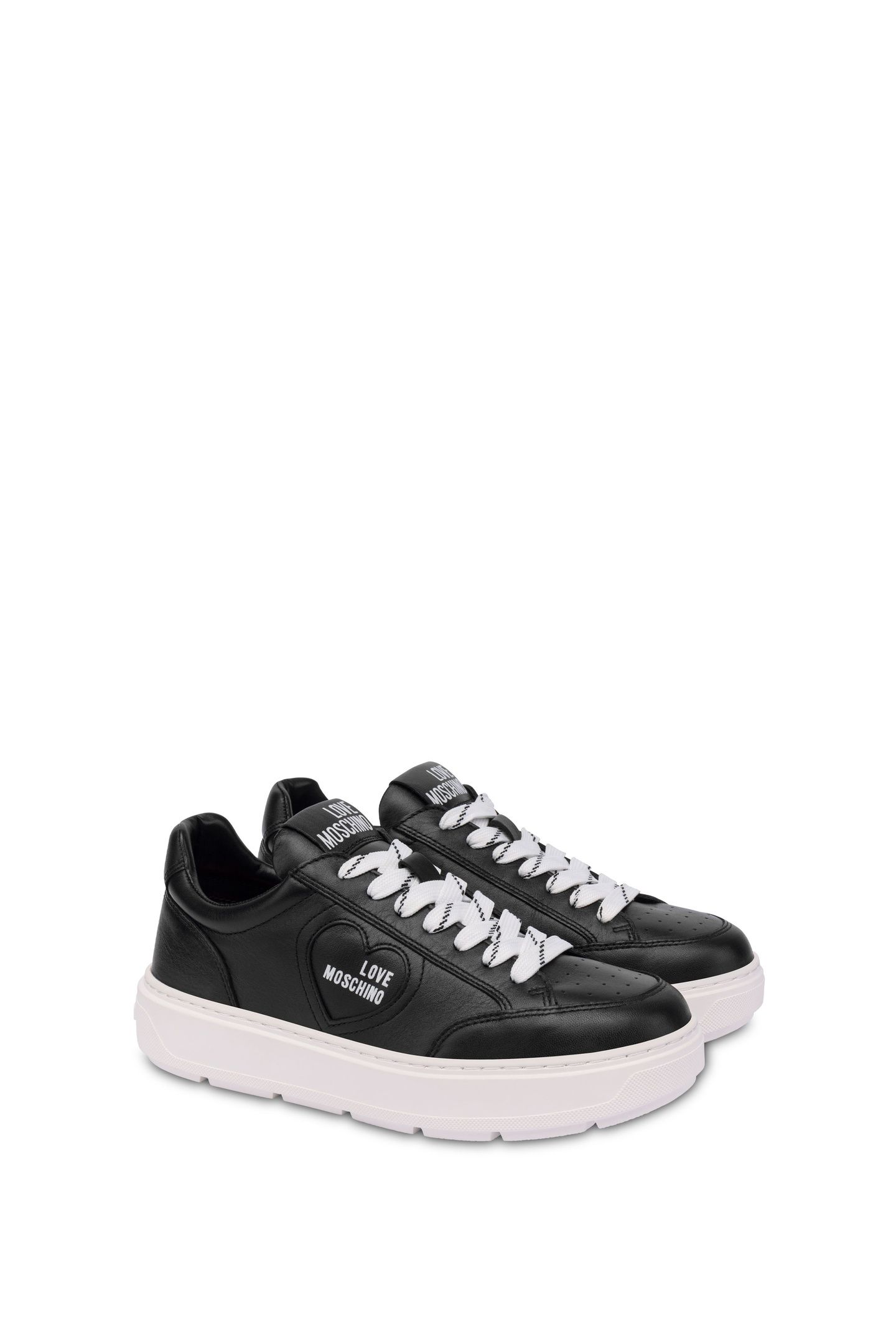 BLACK AND WHITE LEATHER SNEAKER BLACK 2