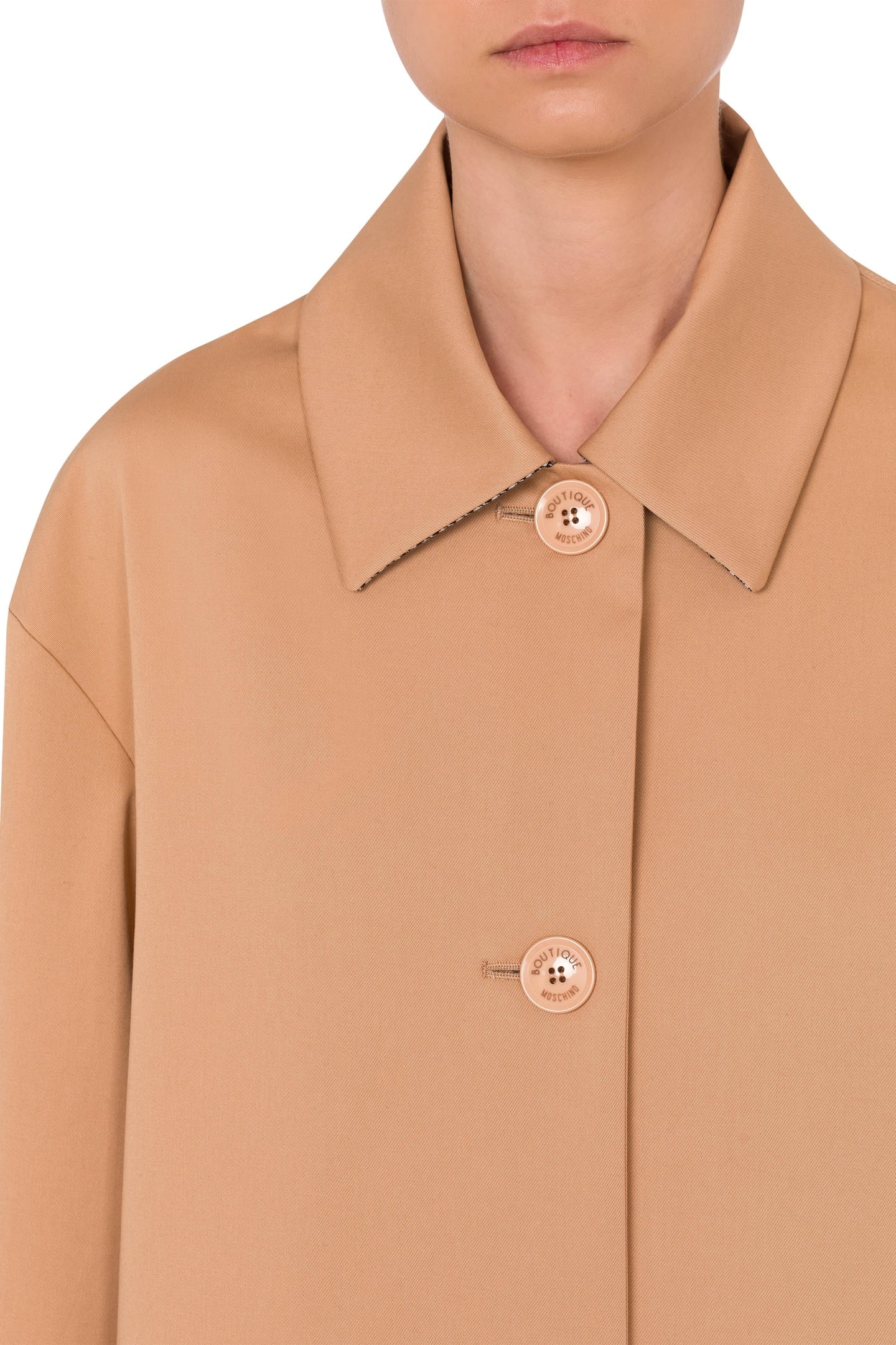 STRETCH GABARDINE JACKET WITH HOUNDSTOOTH DETAILS BEIGE 4