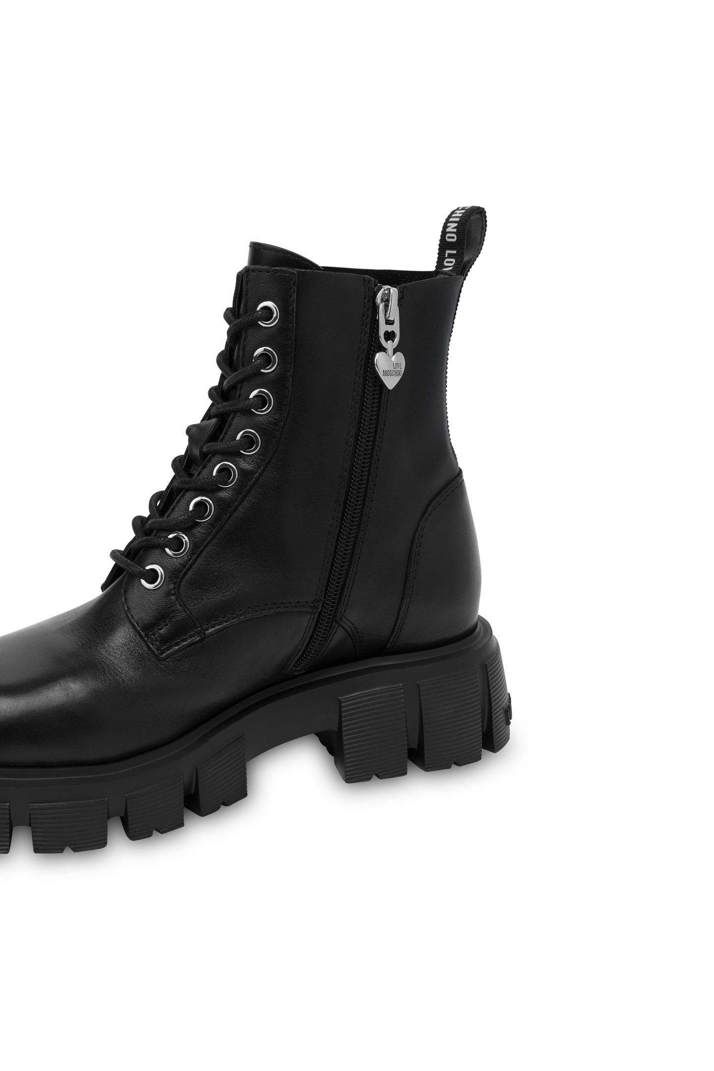 LACE-UP LEATHER ANKLE BOOTS BLACK 4