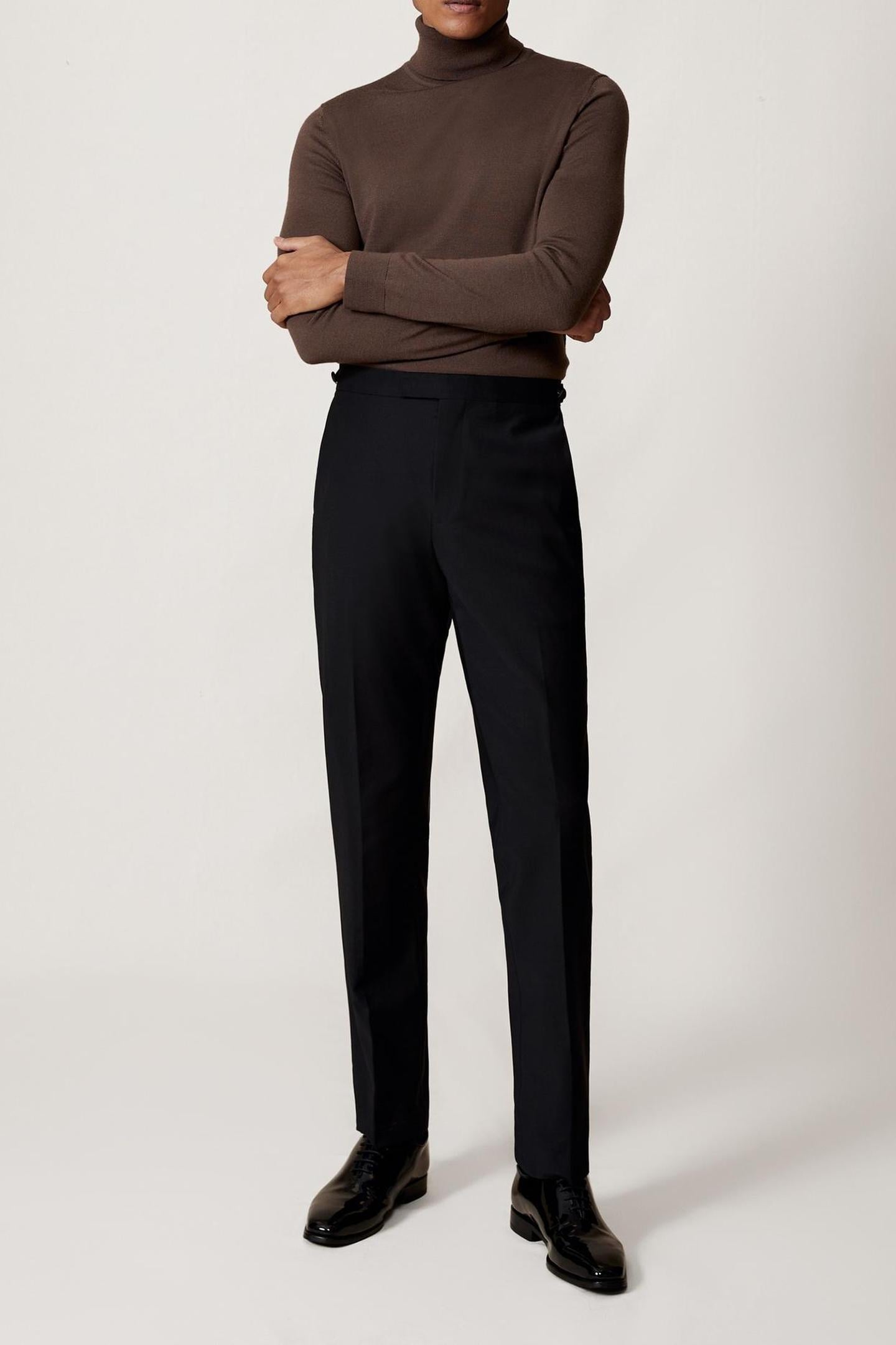 LS ROLL NECK MERINO WOOL JUMPER CHOCOLATE BROWN 1