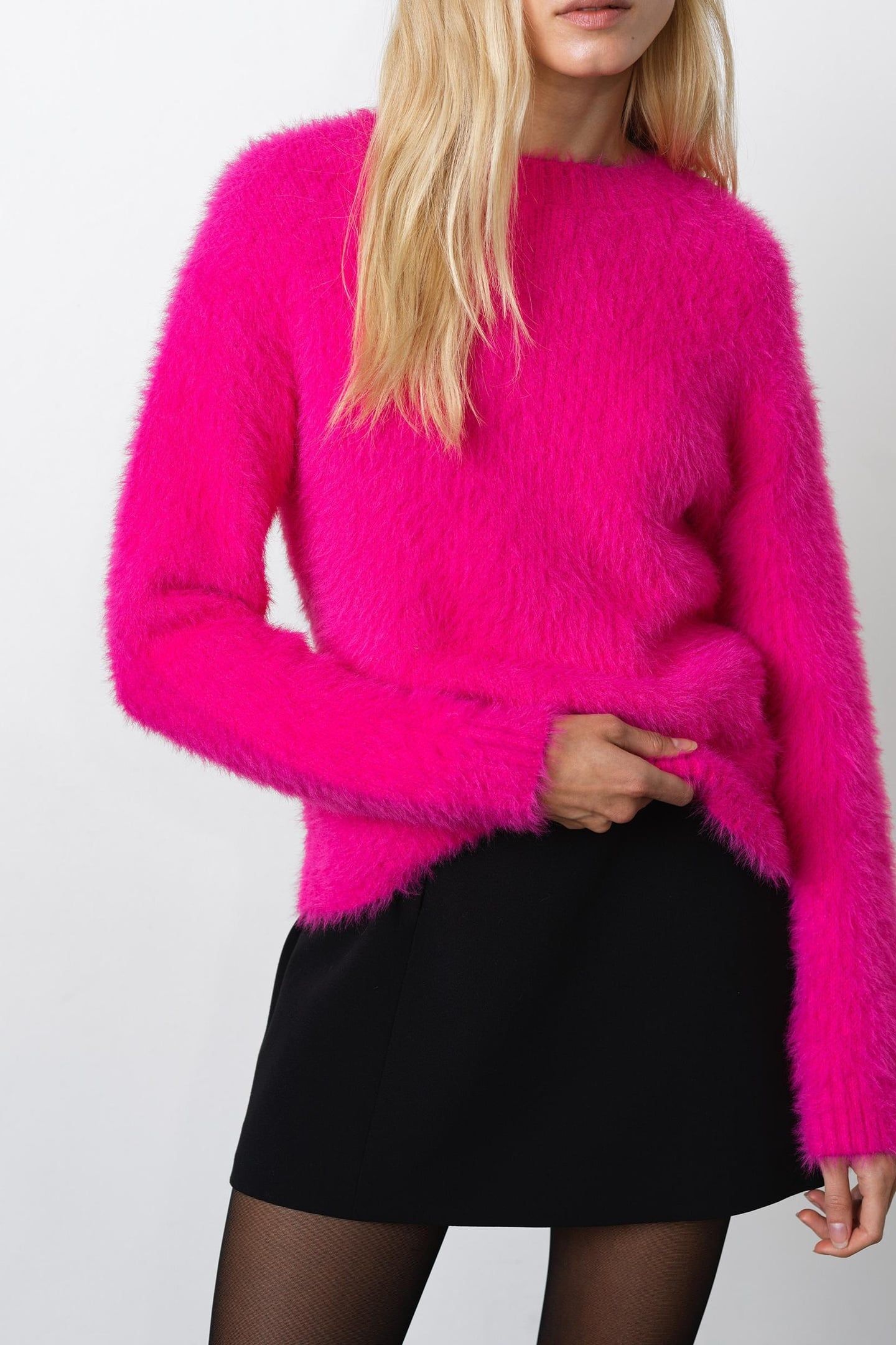 LUCILE MOCK NECK JUMPER FLURO PINK 1