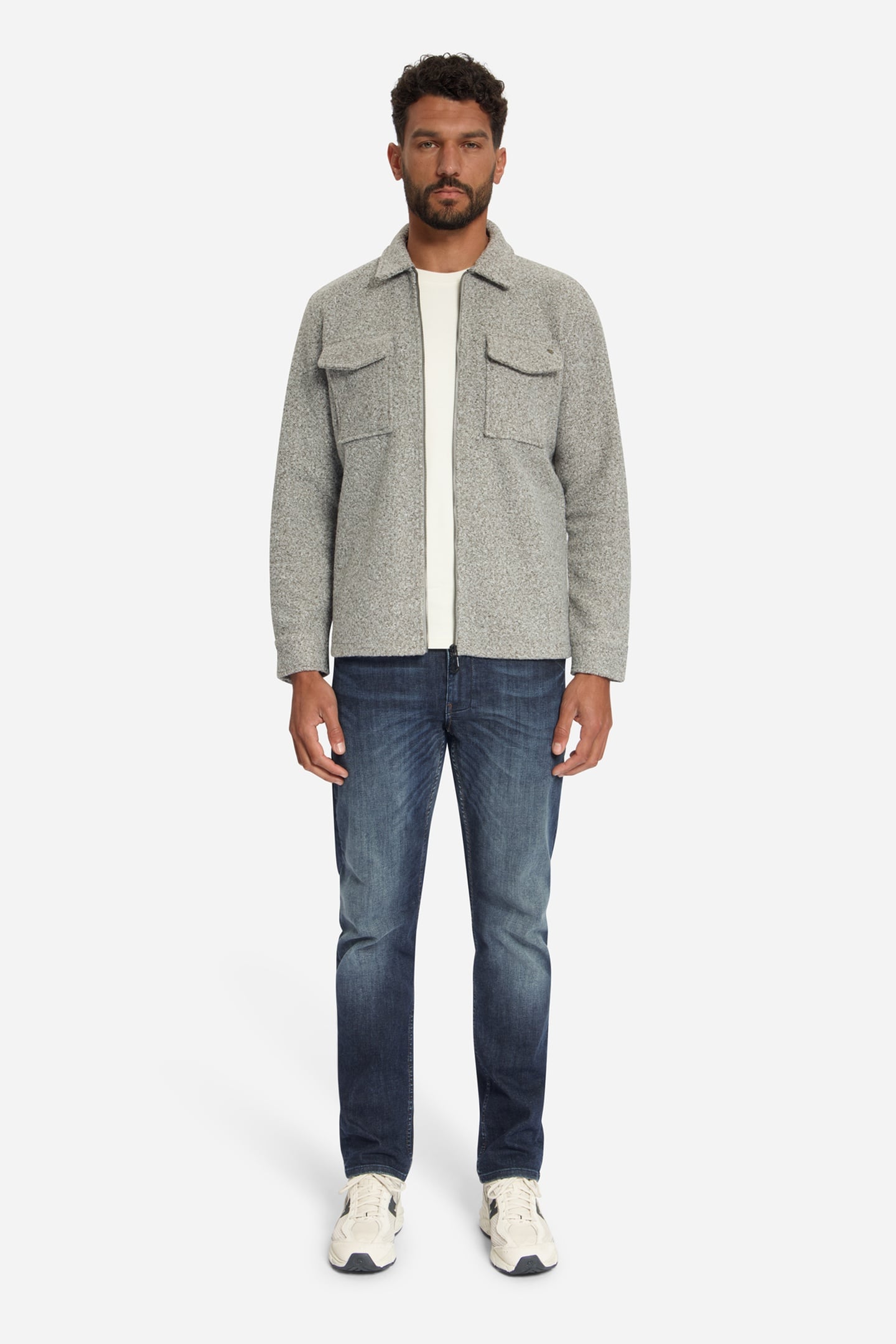OVERSHIRT FULL ZIPPER BOUCLE SWEAT GREY MELANGE 4