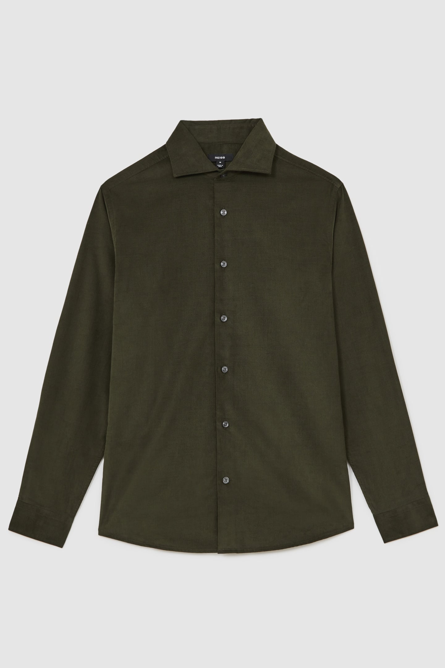 LS FINE CORD CUTAWAY COLLAR SHIRT DARK GREEN 4