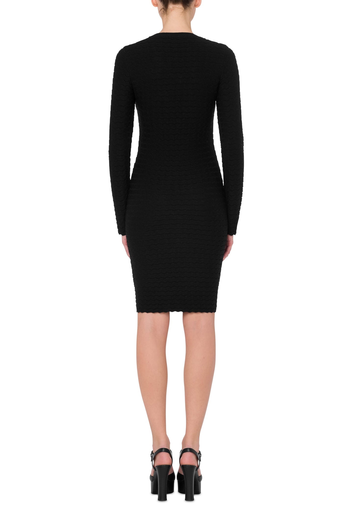 FLOWER PATCH WOOL DRESS BLACK 2