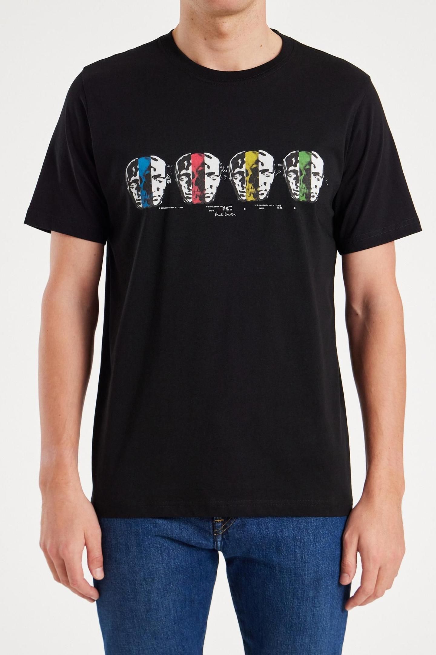 MENS REG FIT T SHIRT FACES MULTI BLACK 1