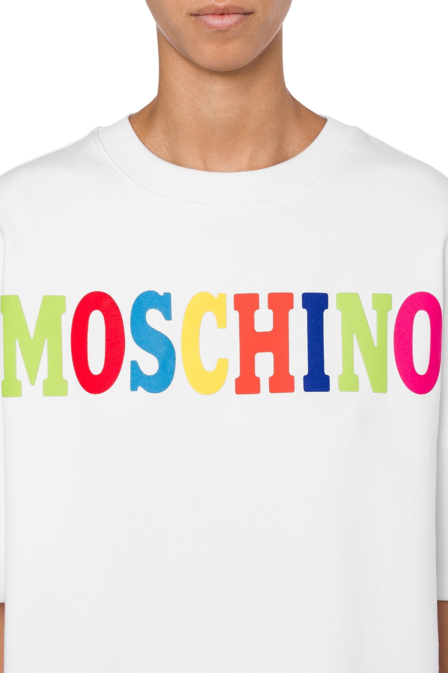 MULTICOLOR LOGO INTERLOCK JERSEY DRESS WHITE 4