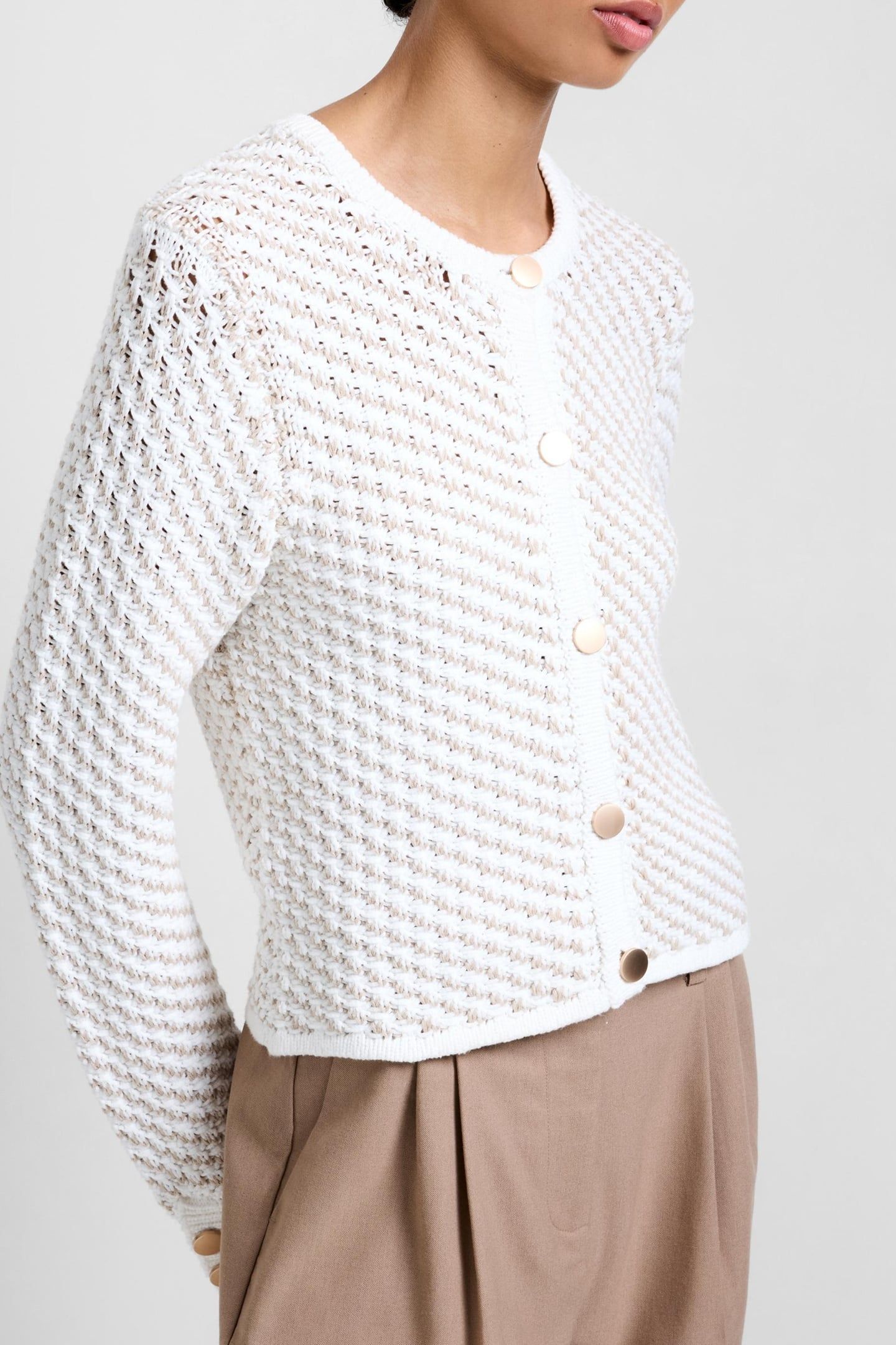 JANAI TEXTURED CARDIGAN WINTER WHITE 3