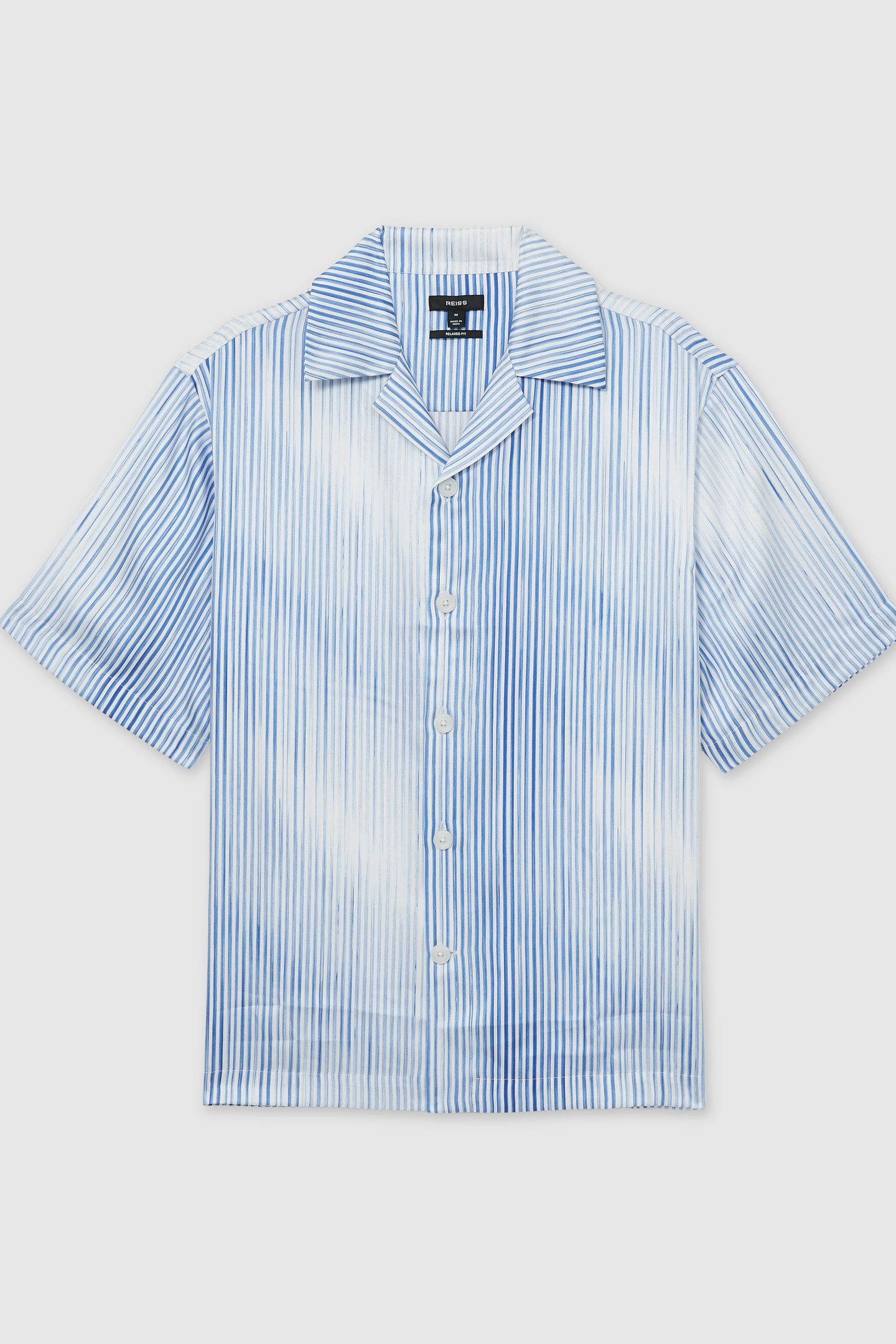 SS STRIPE PRINT CUBAN SHIRT SOFT BLUE/WHITE 4