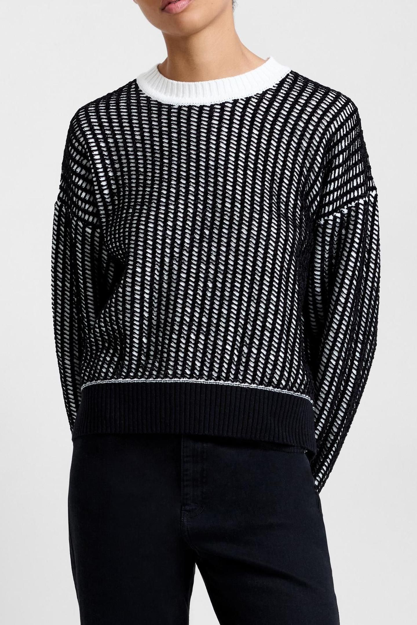JULLIE LS CREW NECK JUMPER BLACKOUT WINTER WHIT 1