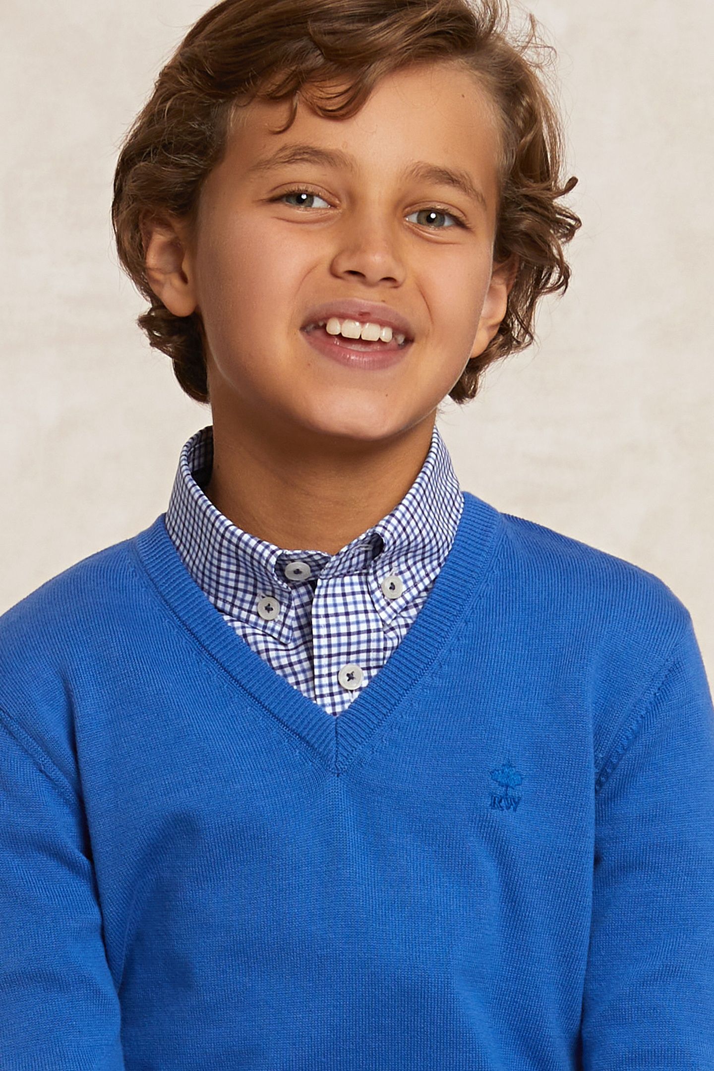 CUSTOM FIT COTTON V-NECK PULLOVER EVENING BLUE 4
