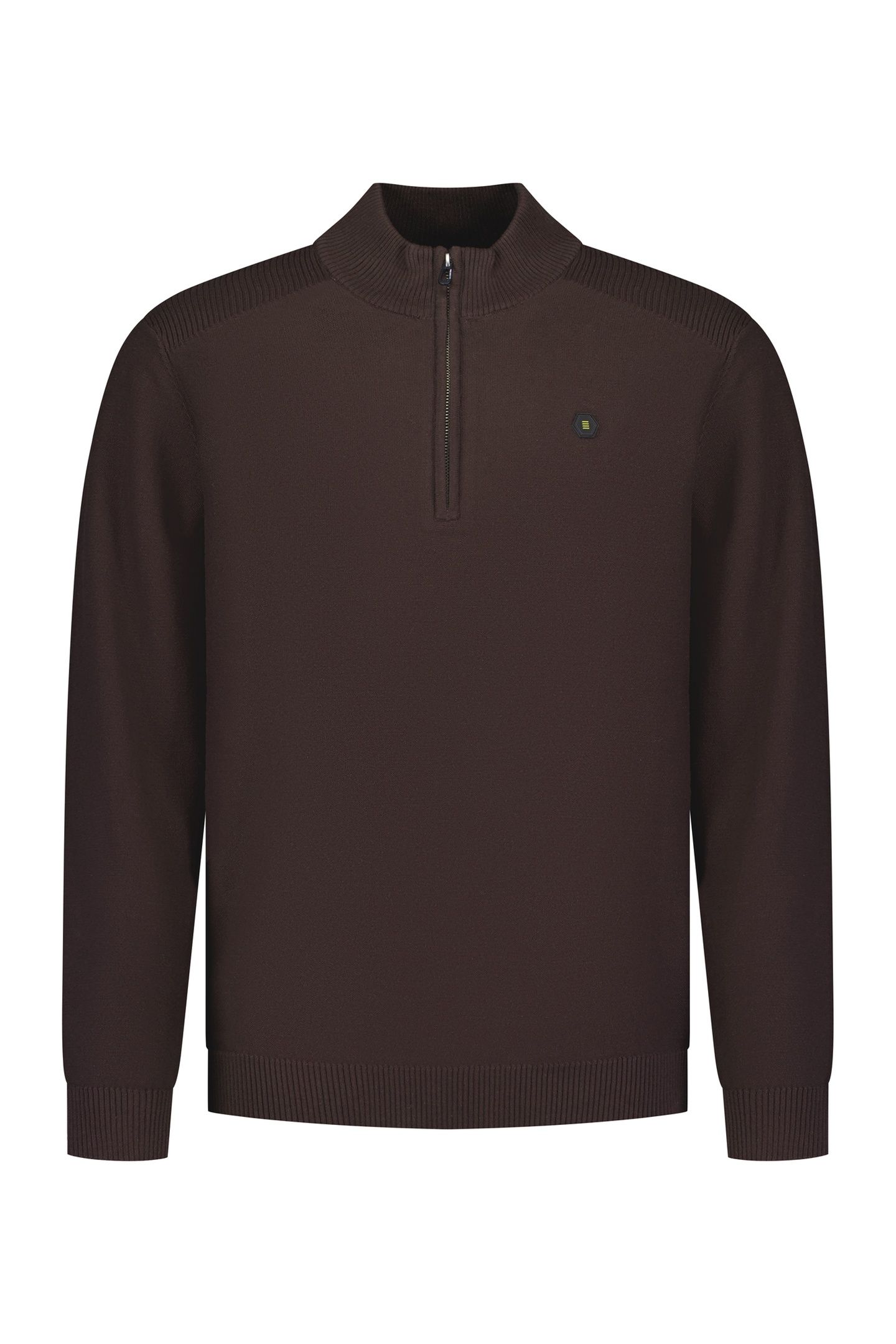 PULLOVER HALF ZIP SHOULDER DETAIL DARK BROWN 2