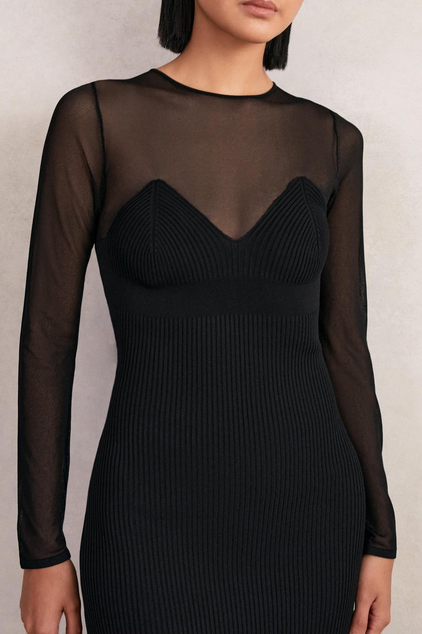SHEER KNITTED DRESS BLACK 5