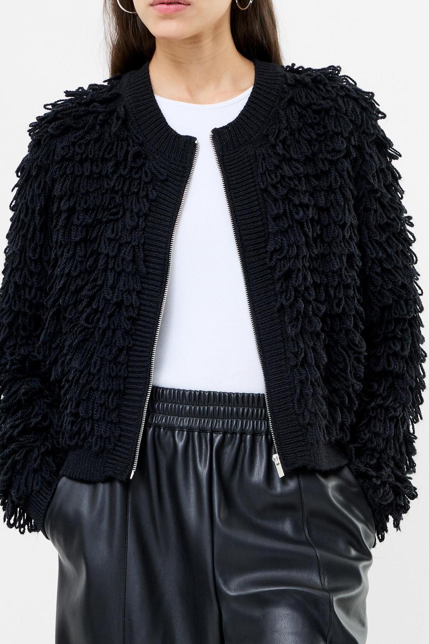 MALI LOOPED FRINGE KNIT JACKET BLACK BLACK 3