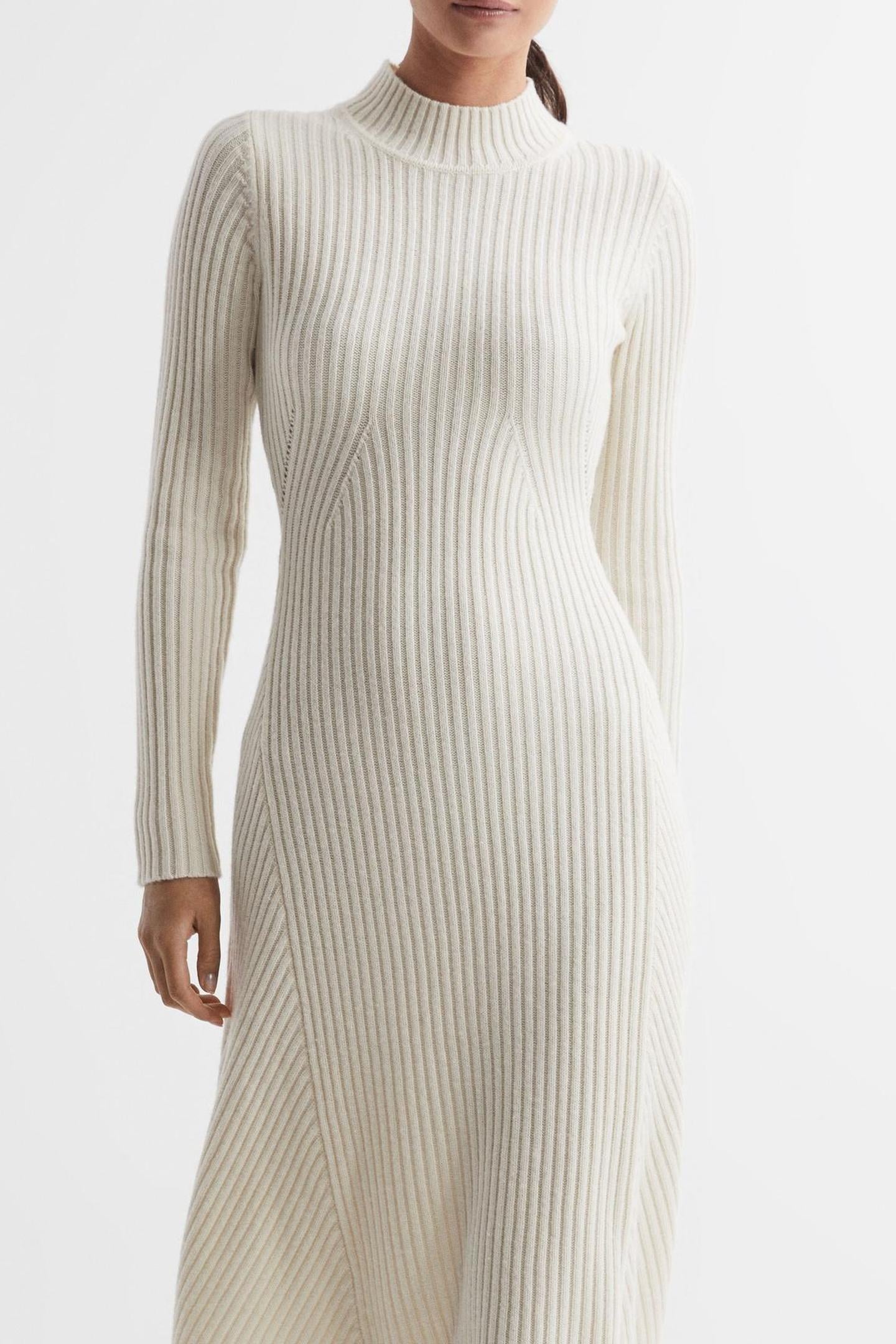 HIGH NECK MIDI DRESS CREAM 4