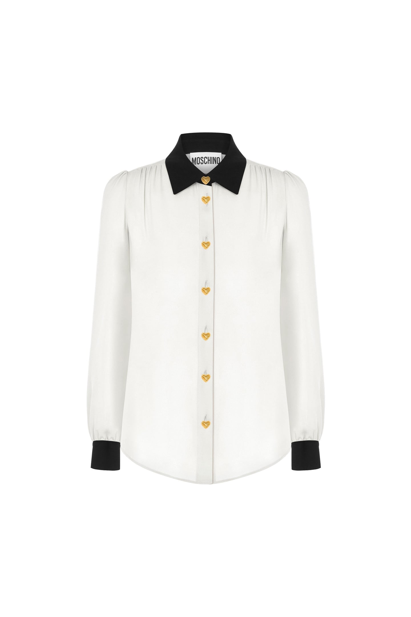 HEART BUTTONS SILK CHARMEUSE SHIRT WHITE 3