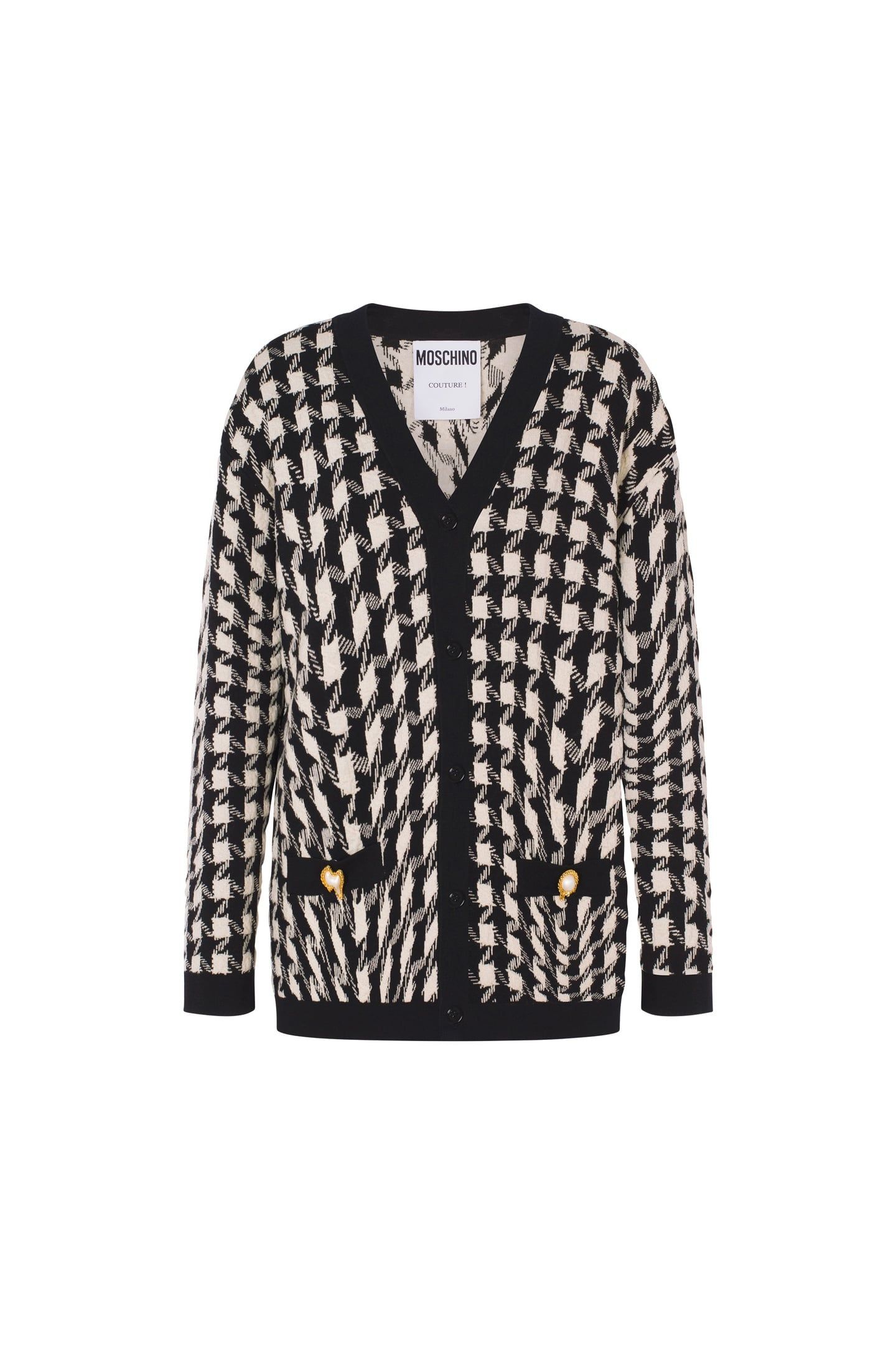 MORPHED HOUNDSTOOTH STRETCH CARDIGAN WHITE 3