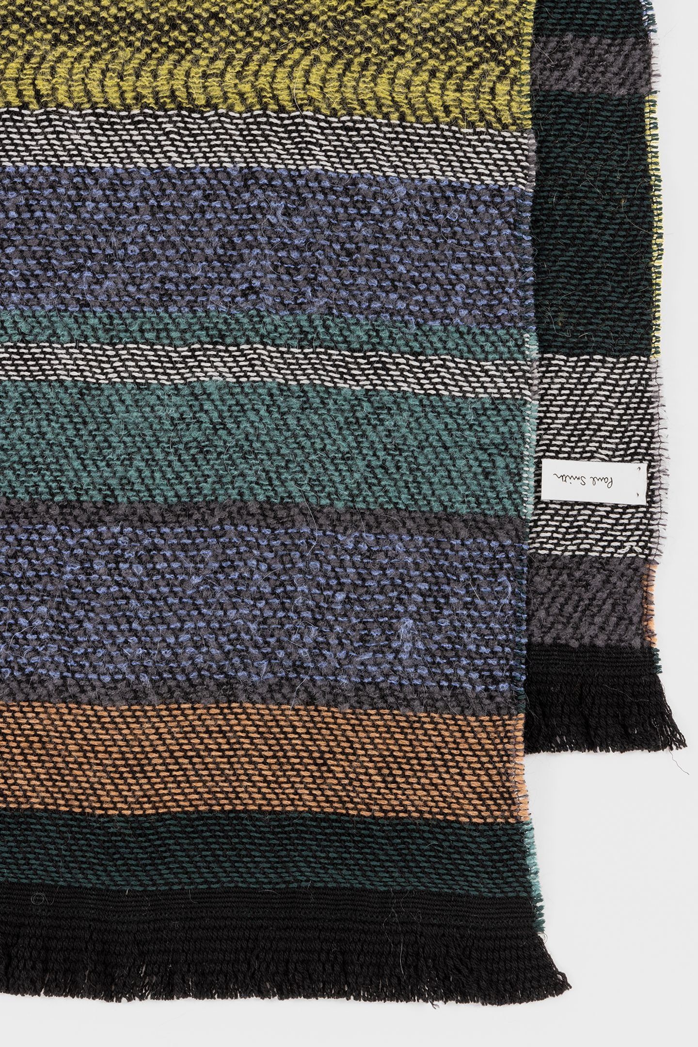 MEN SCARF MOHAIR STRIPE PETROL GREEN 5