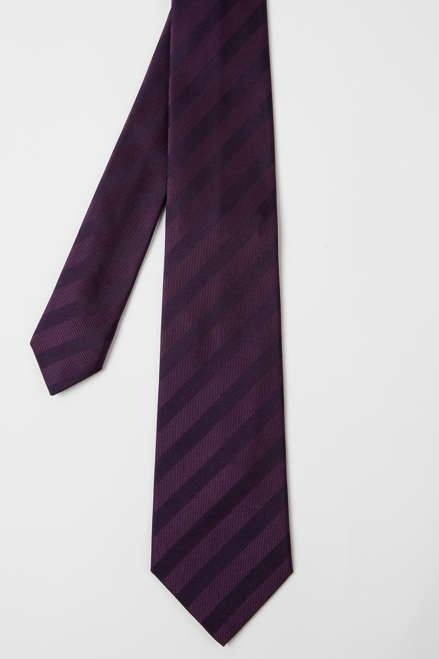 MEN TIE MONO STRIPE AUBERGINE 1