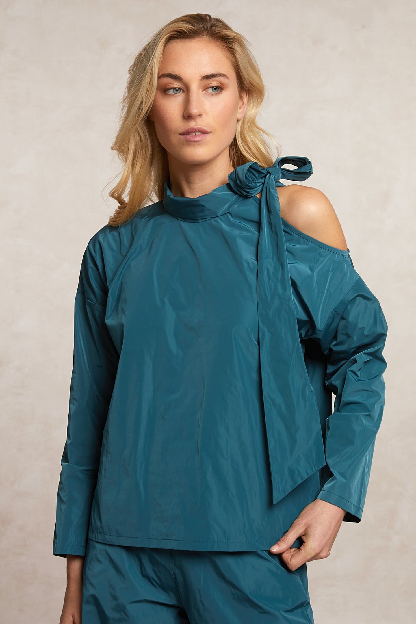 TAFFETA BLOUSE WITH BOW GREEN 3
