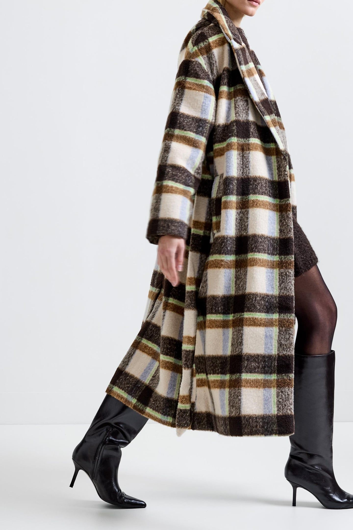 REMI BELTED COAT BROWN MULTI 4