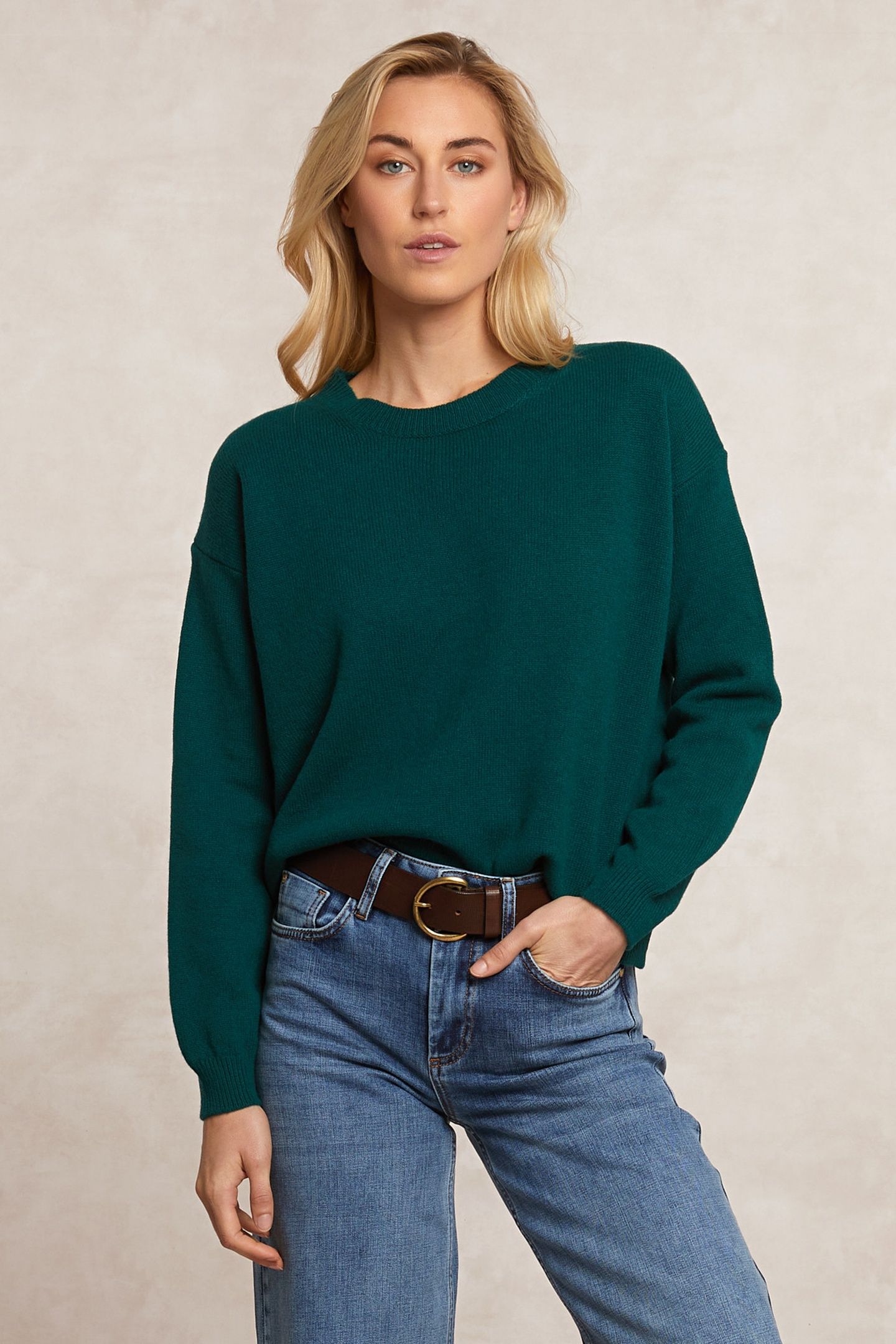 LAMBSWOOLEN CREW NECK SWEATER GREEN 3
