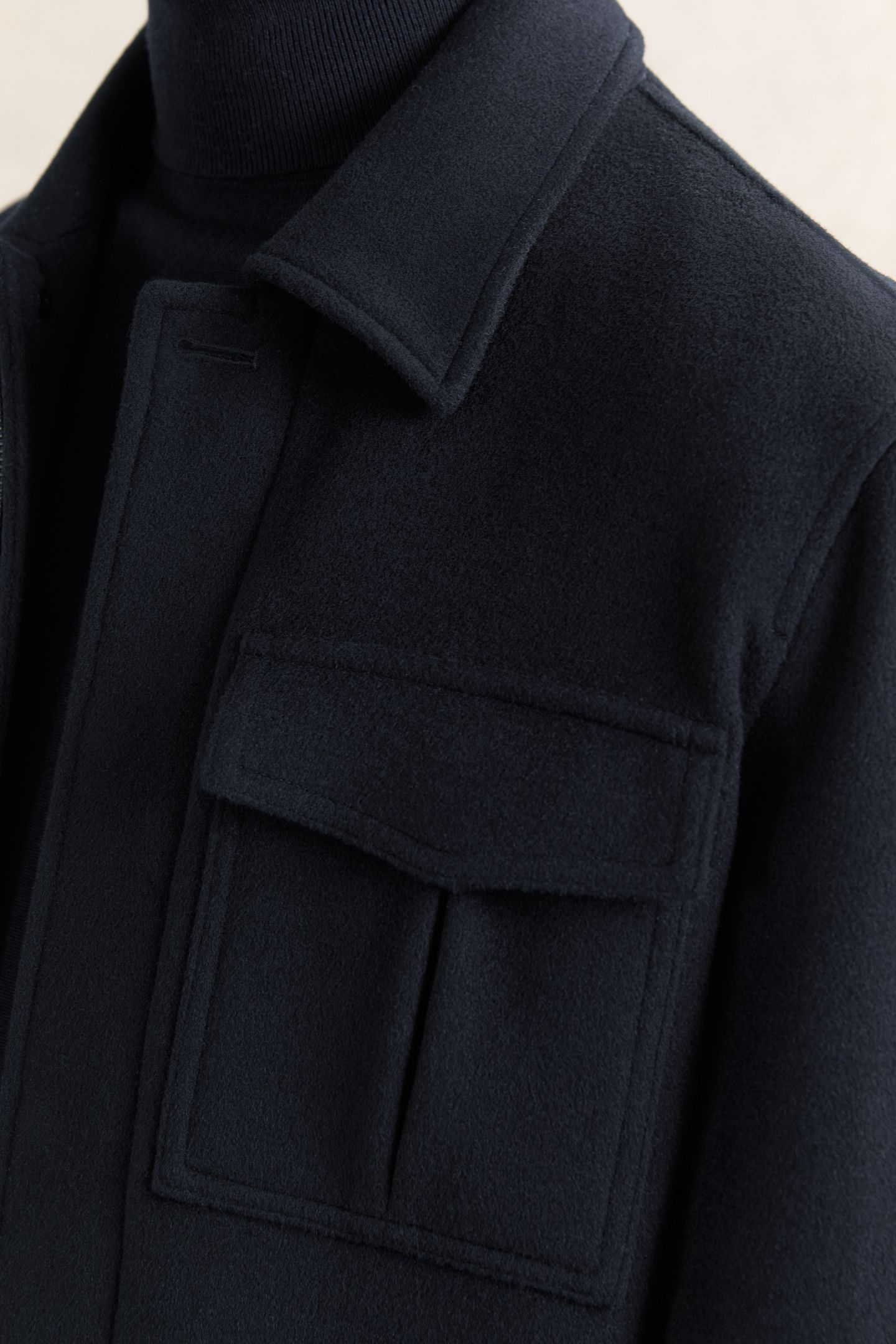 LS ZIP THROUGH CONCEALED PLACKET WOOL JACKET NAVY 6