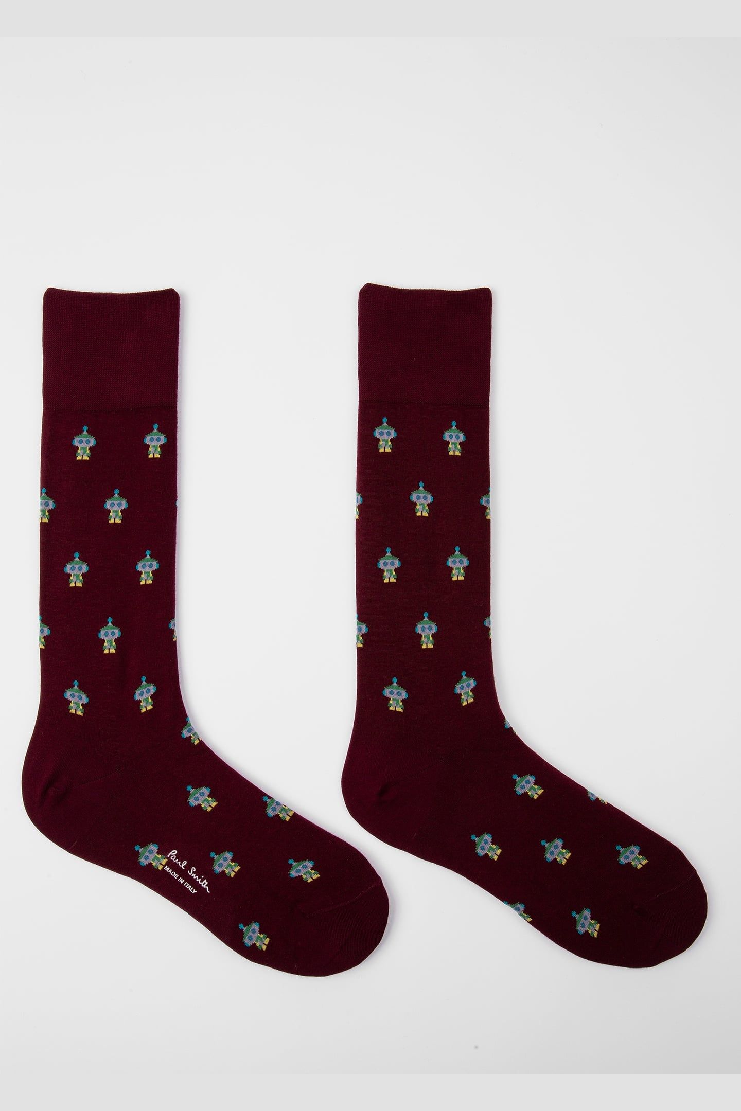 MEN SOCK YEN ROBOTS BURGUNDY/ BORDE 6