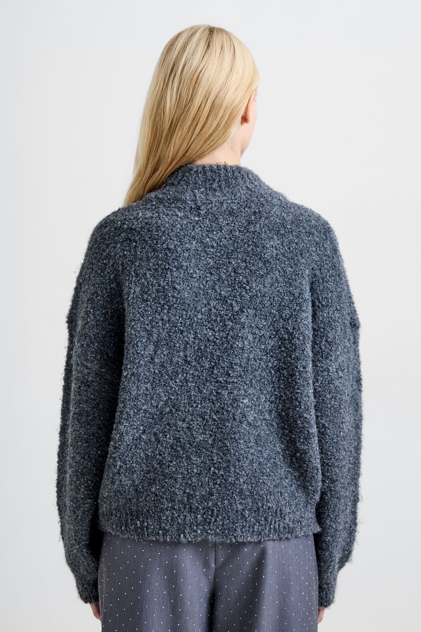 RENEE BOUCLE HALF ZIP JUMPER CHARCOAL GREY 2