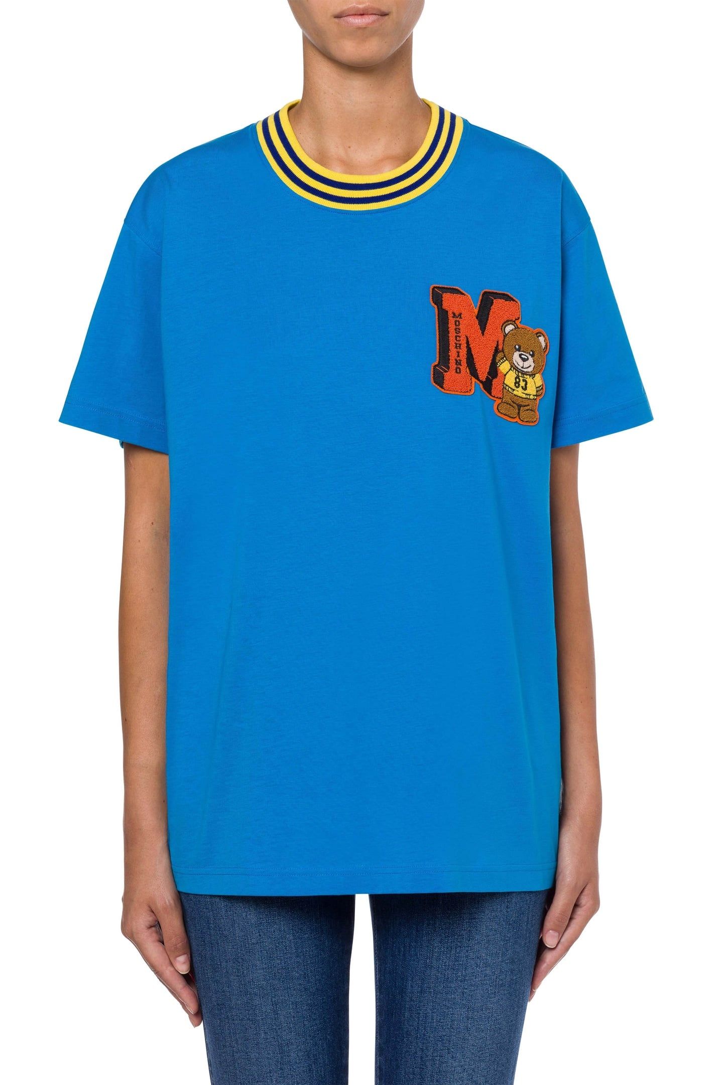 VARSITY TEDDY BEAR ORGANIC JERSEY T-SHIRT BLUE 1