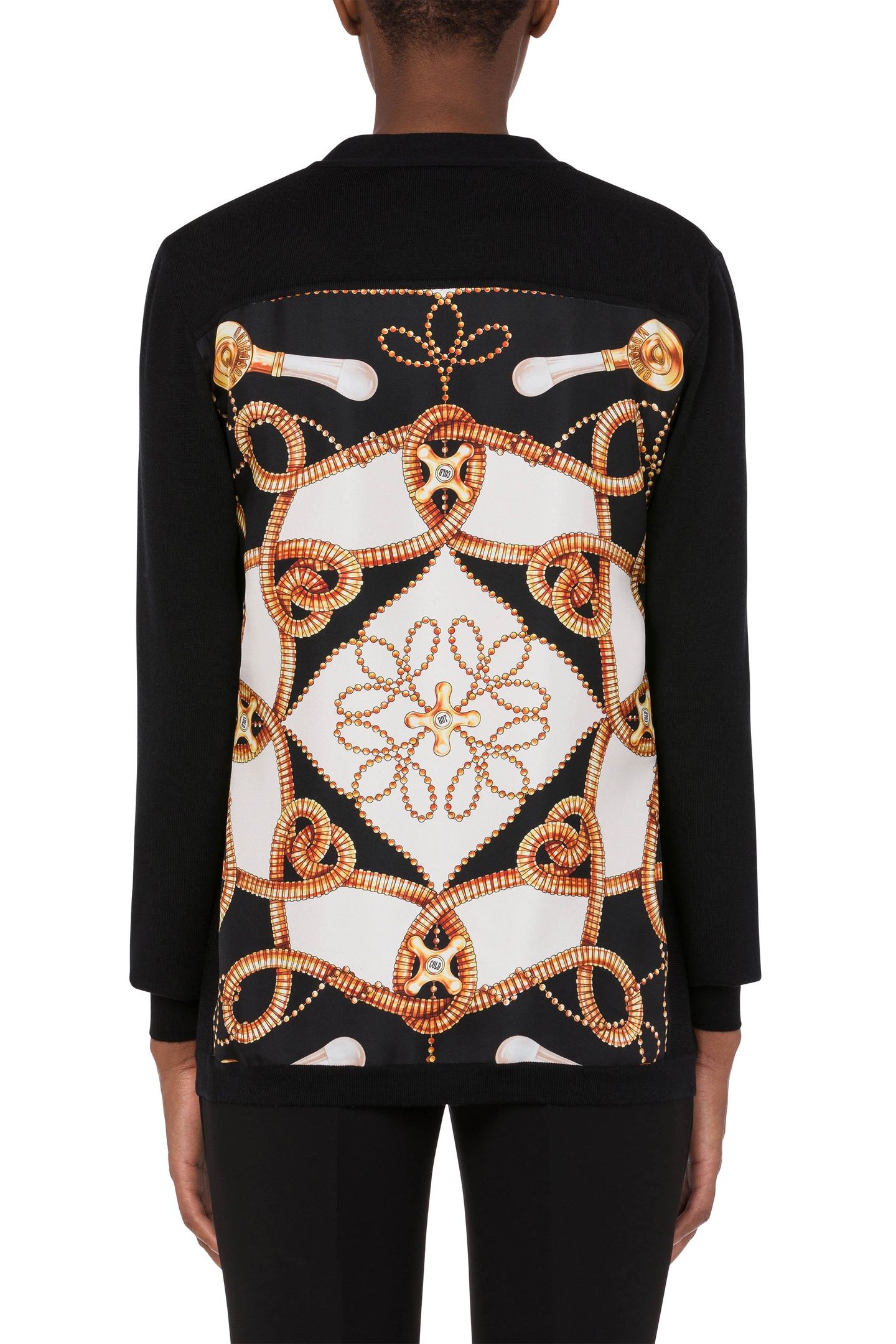 WOOL AND SILK CARDIGAN FAUCETS PRINT BLACK 2