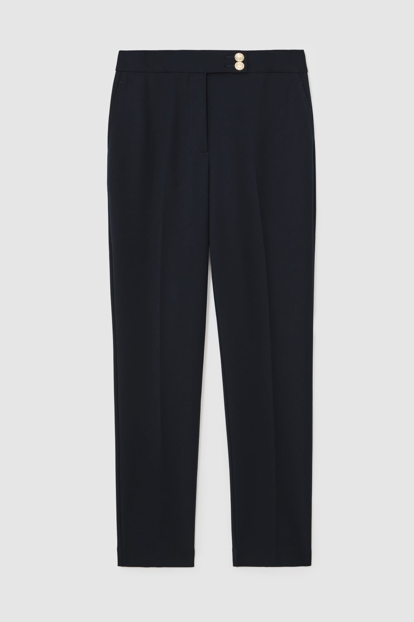 TAPER BUTTON DETAIL TROUSER NAVY 4