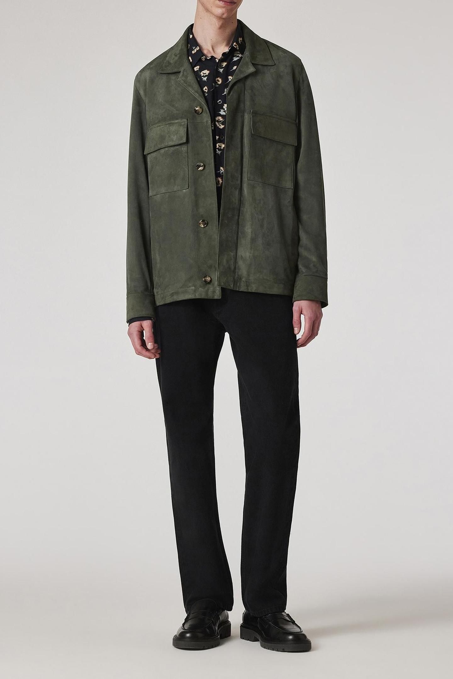 MENS CASUAL FIT SUEDE LEATHER JACKET PASTEL_GREEN 3