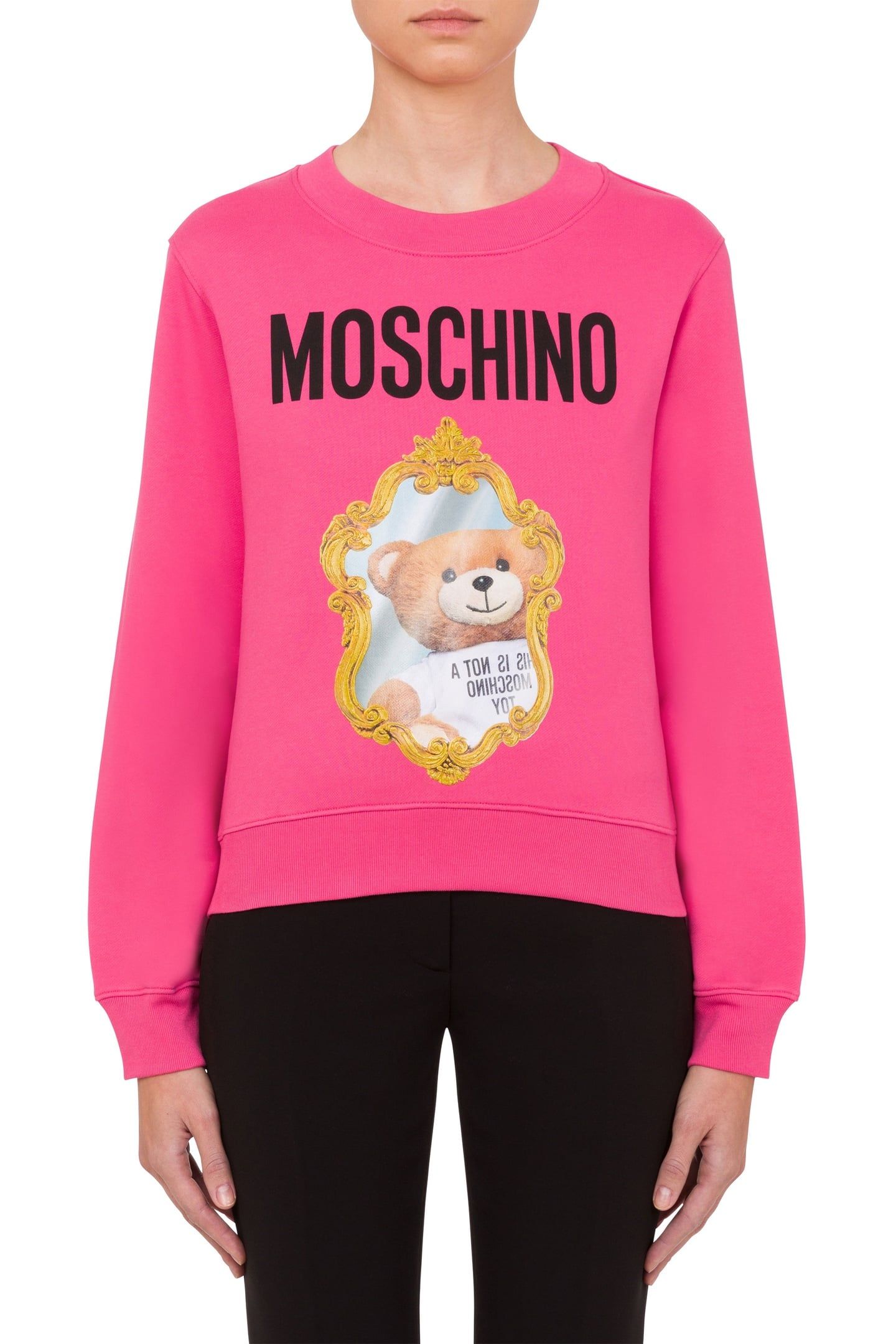 MIRROR TEDDY BEAR ORGANIC COTTON SWEATSHIRT PINK 1