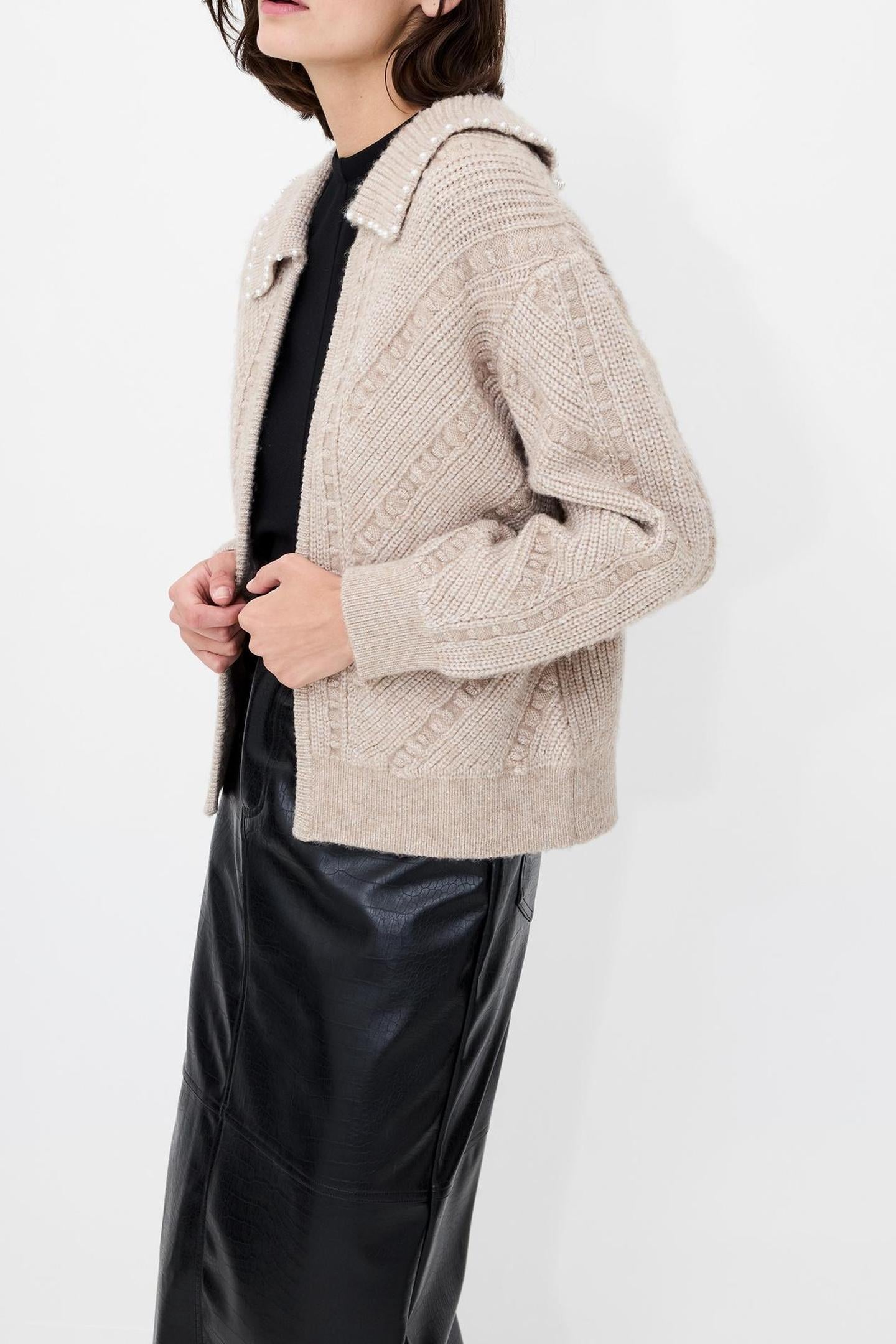 KITTY PEARL LS CARDIGAN ALMOND NEUTRAL 3