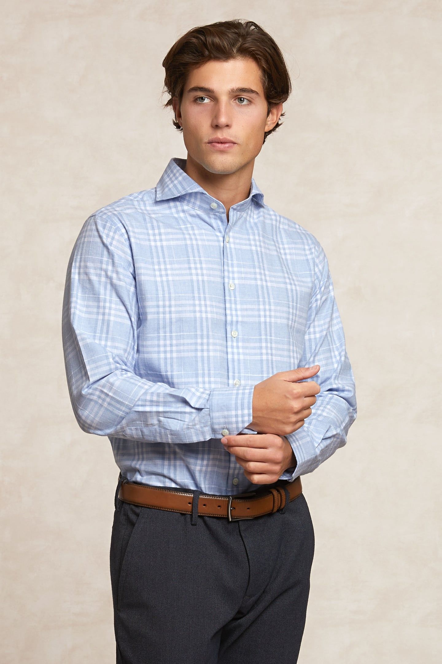 CUSTOM FIT CHECKED SHIRT BLUE/WHITE 3