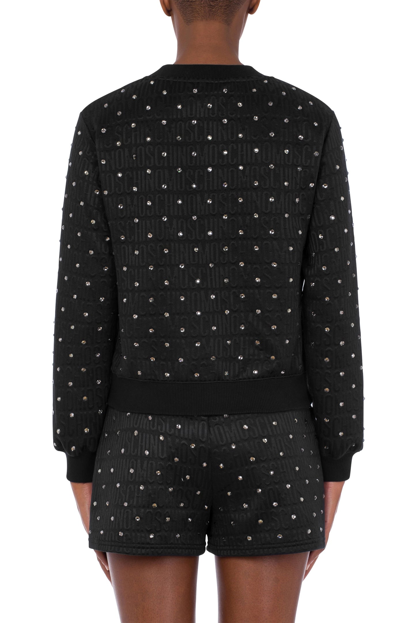 ALLOVER LOGO RHINESTONE SWEATSHIRT BLACK 2
