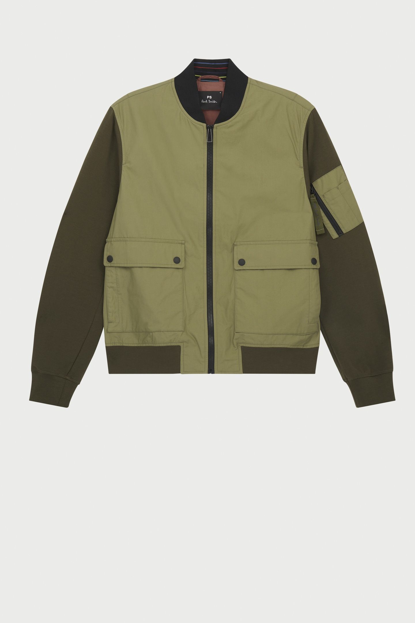 MENS MIXED MEDIA BOMBER JACKET MILITARY GREEN 1