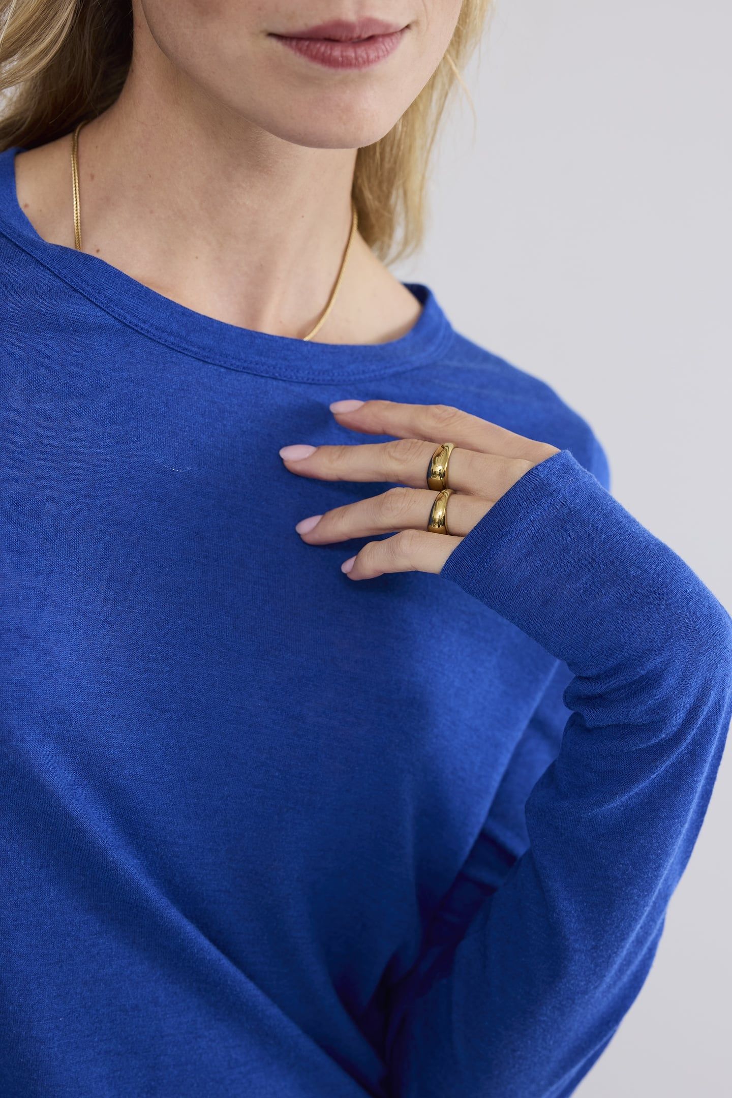 ROUND NECK TOP LYOCELL WOOL BASICS ROYAL BLUE 4