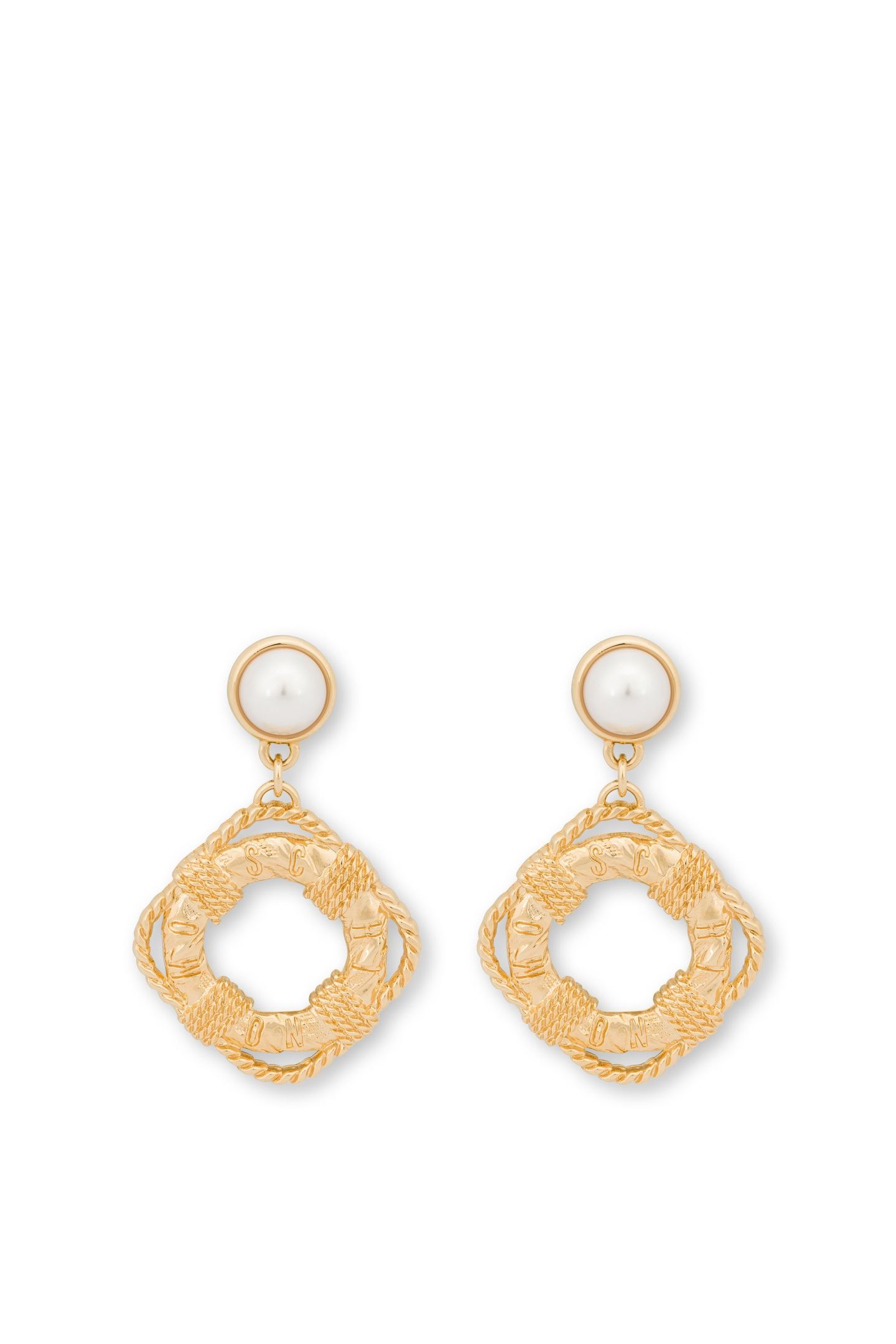 MOSCHINO LIFESAVER DROP EARRINGS GOLD 1