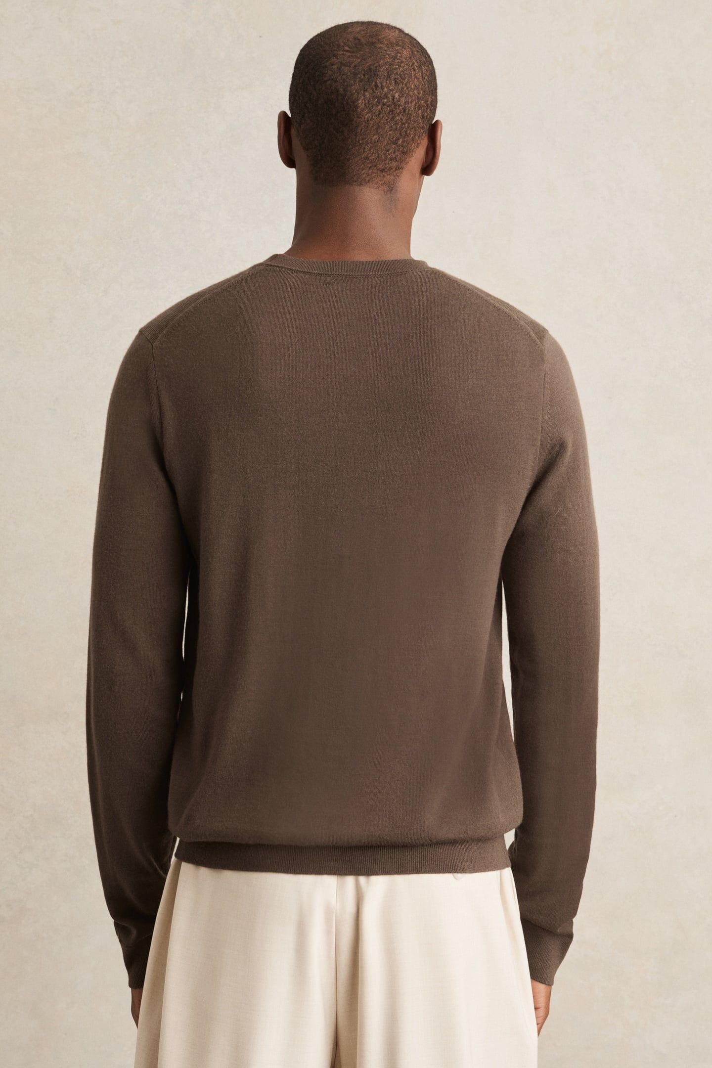 LS CREW MERINO WOOL JUMPER CHOCOLATE BROWN 2