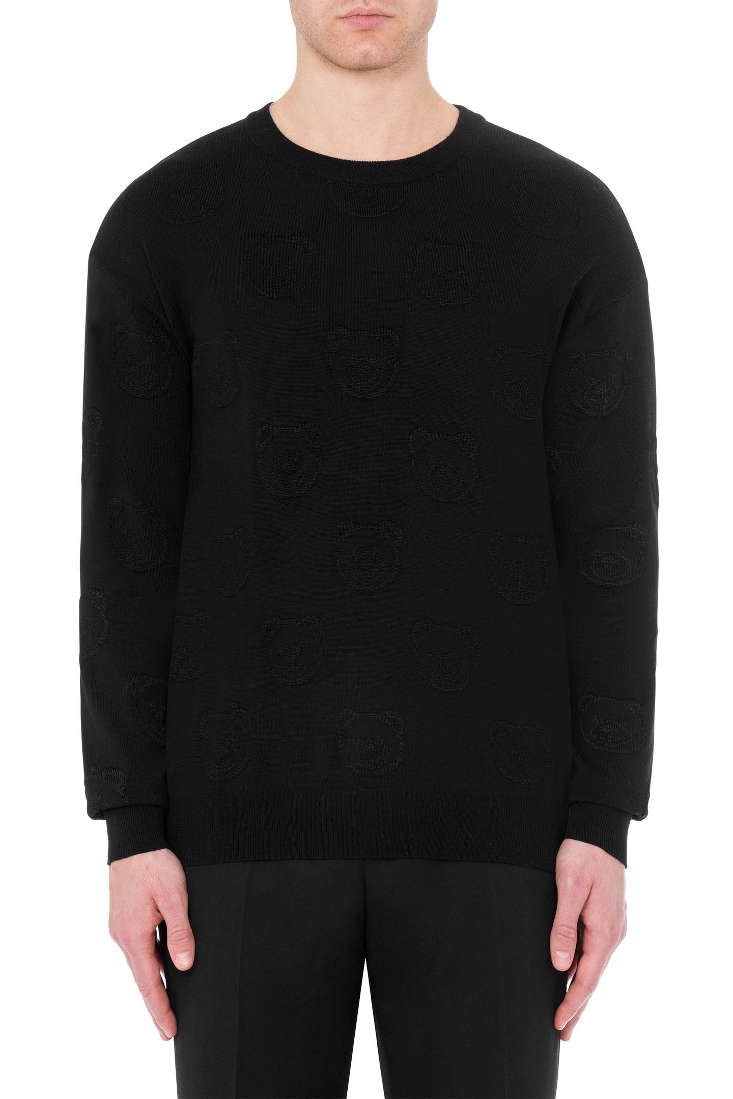 ALLOVER TEDDY BEAR WOOL PULLOVER BLACK 1