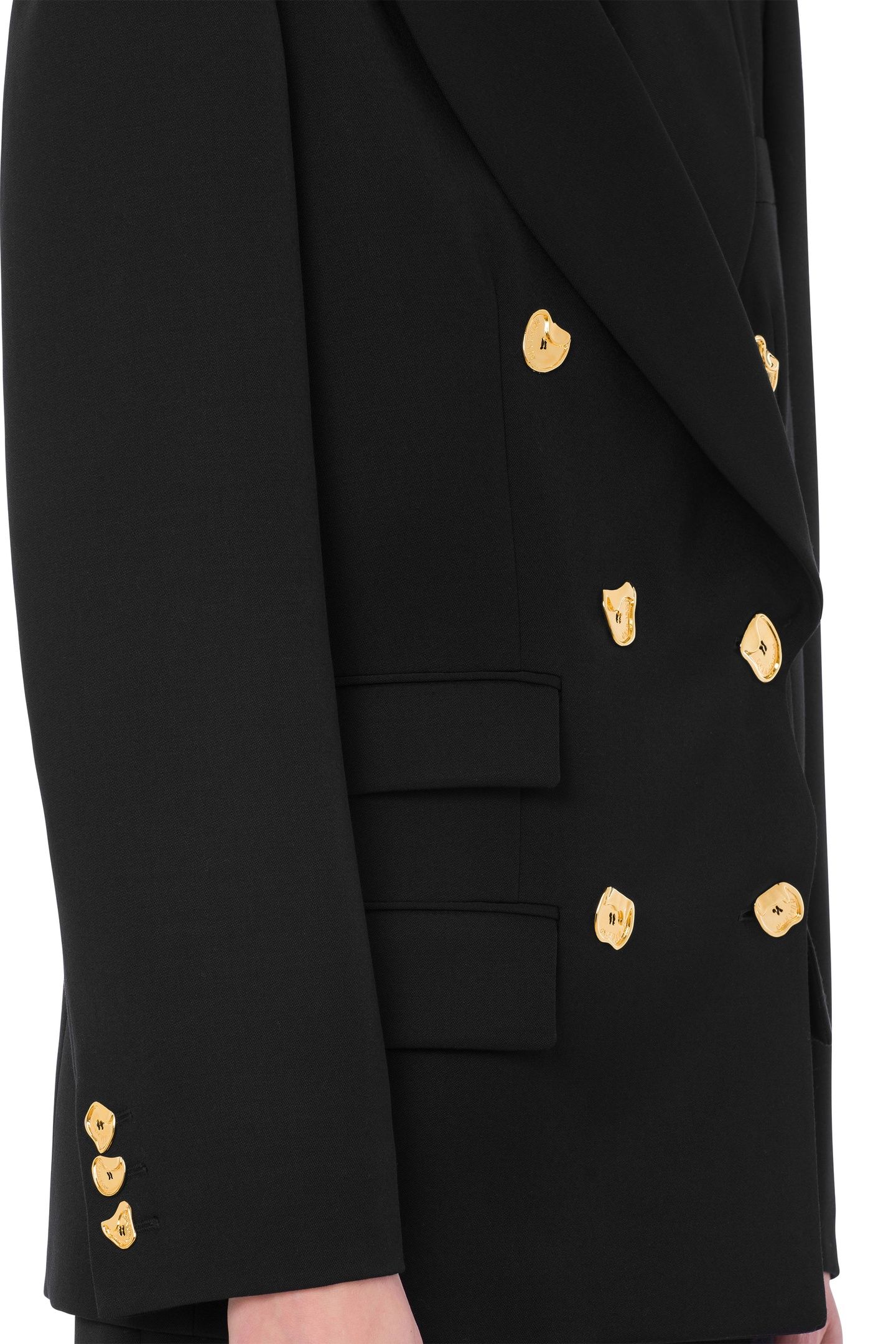 MORPHED BUTTONS WOOL GABARDINE JACKET BLACK 4