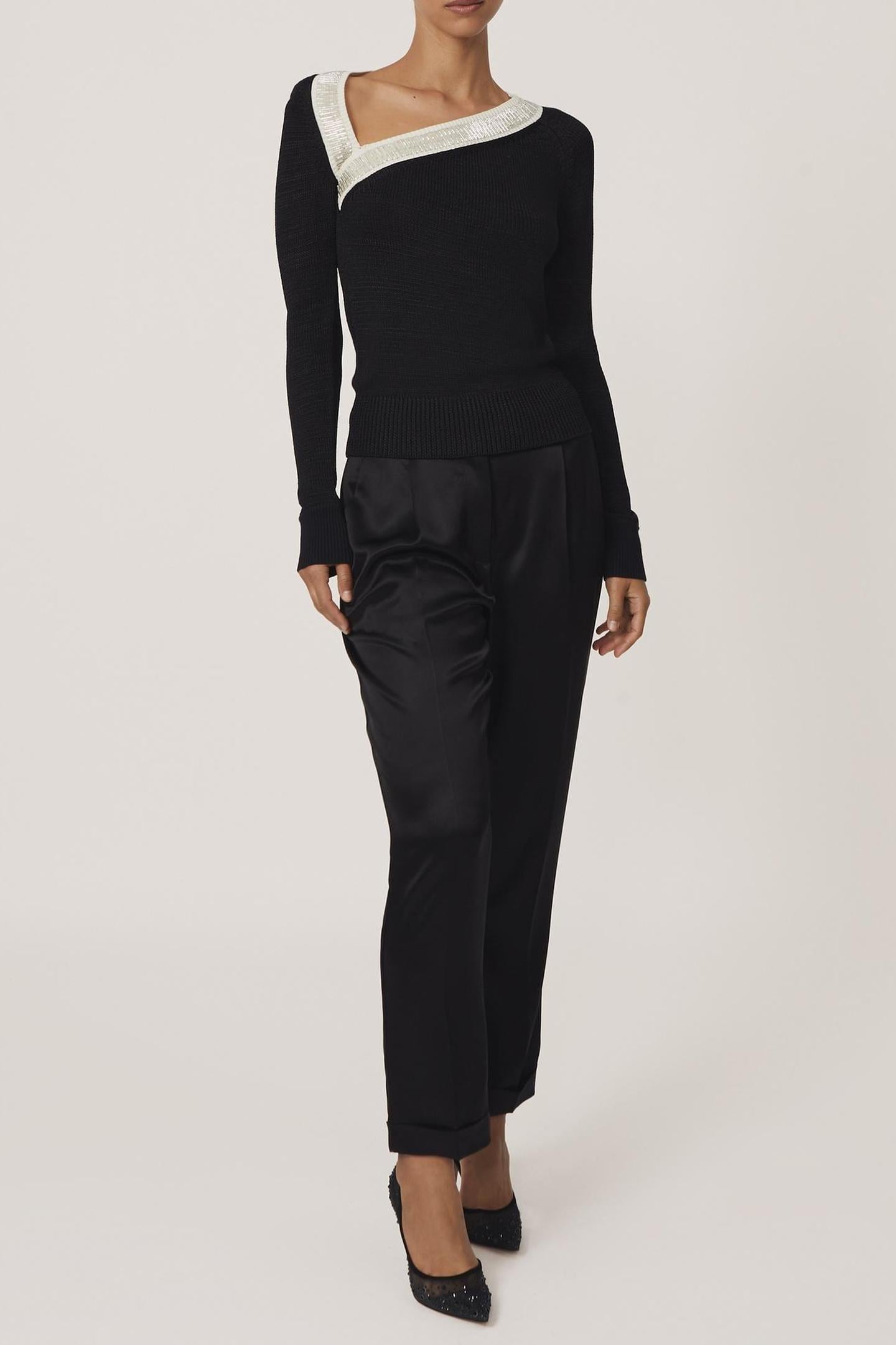 ASYMMETRIC BEADED JUMPER BLACK/WHITE 3