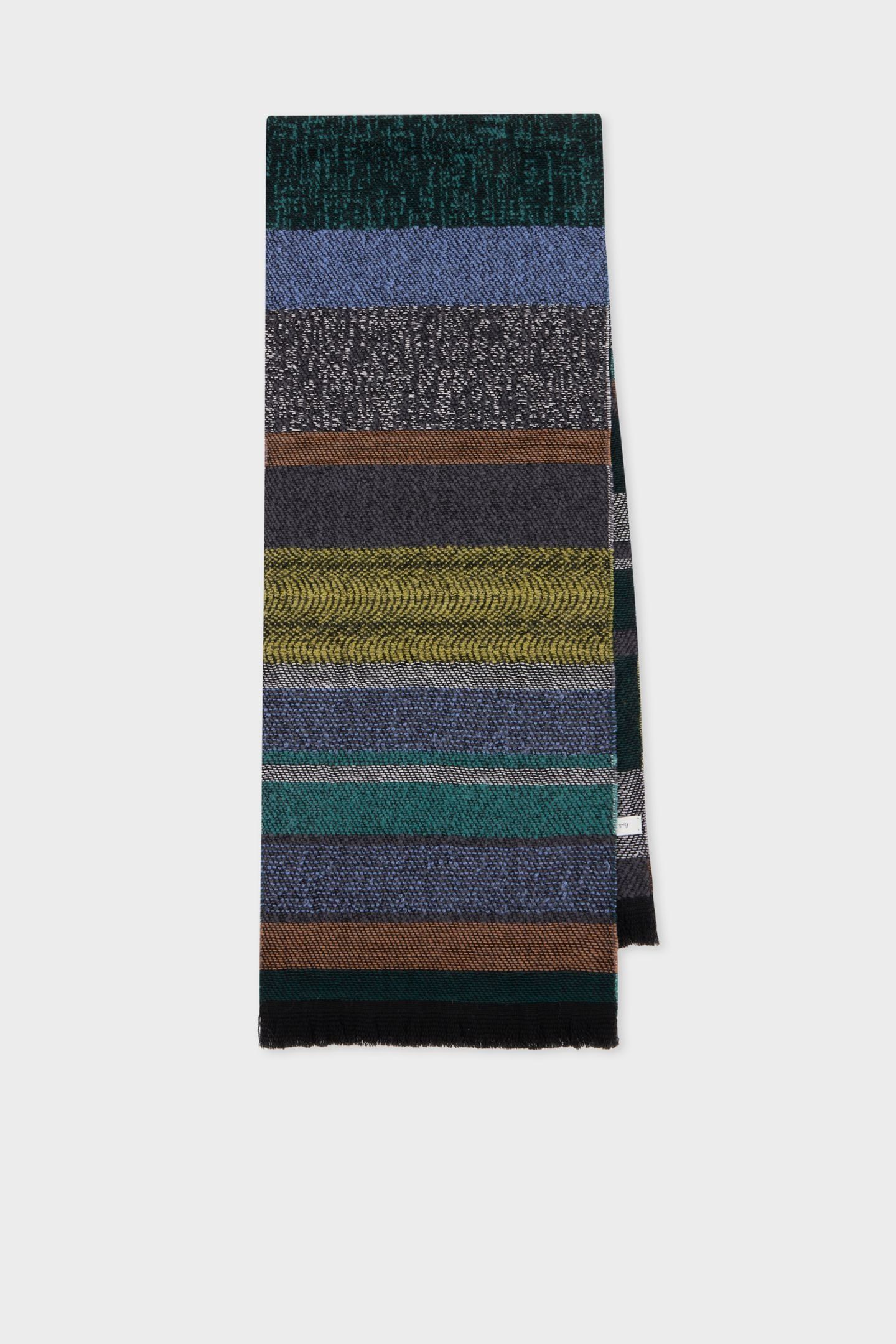 MEN SCARF MOHAIR STRIPE PETROL GREEN 4